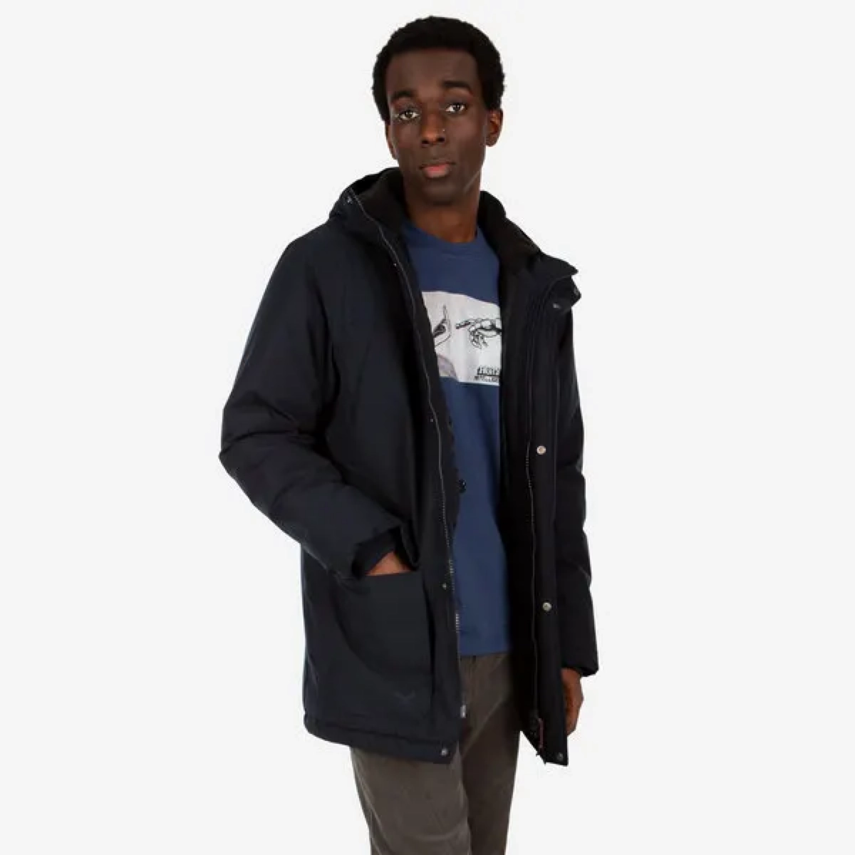 Nilas Parka Winterjacke, Herrenjacke, Navy, Puffer jacke, Kapuze
