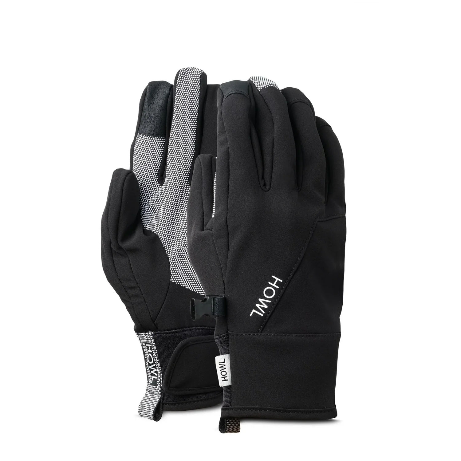 Tech Glove Handschuhe, Schwarz, Vollfinger, Gepunktete Handfläche, Klettverschluss