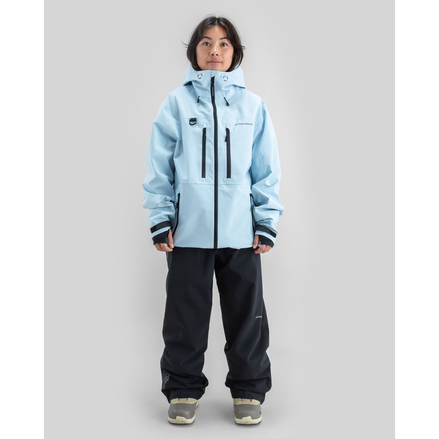 Pro Tech Jacket 3L Ski-Jacke, Winterjacke, Hellblau, Kapuzenjacke, Reißverschluss-Taschen