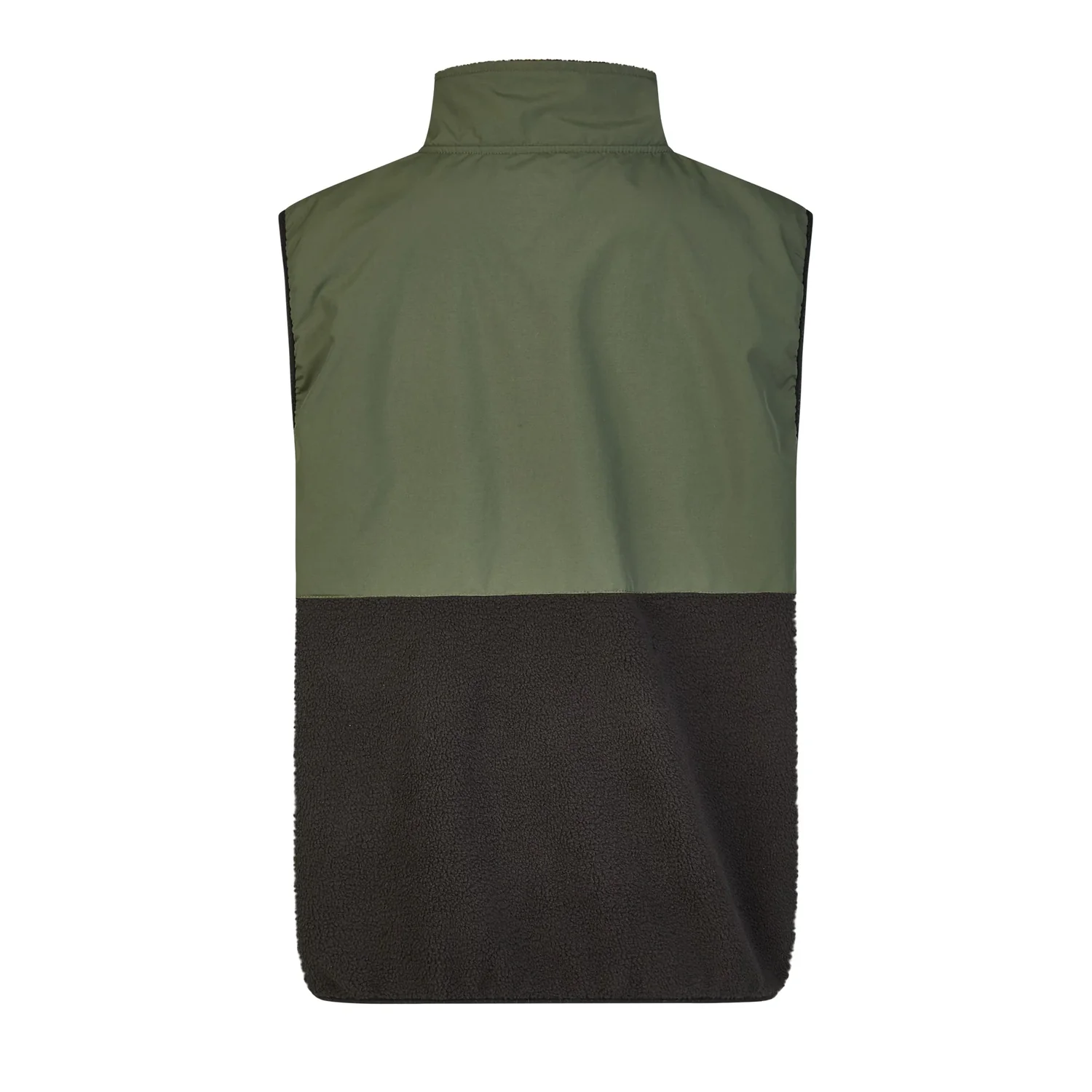 Gilet, polaire, vert olive, sans manches, col montant