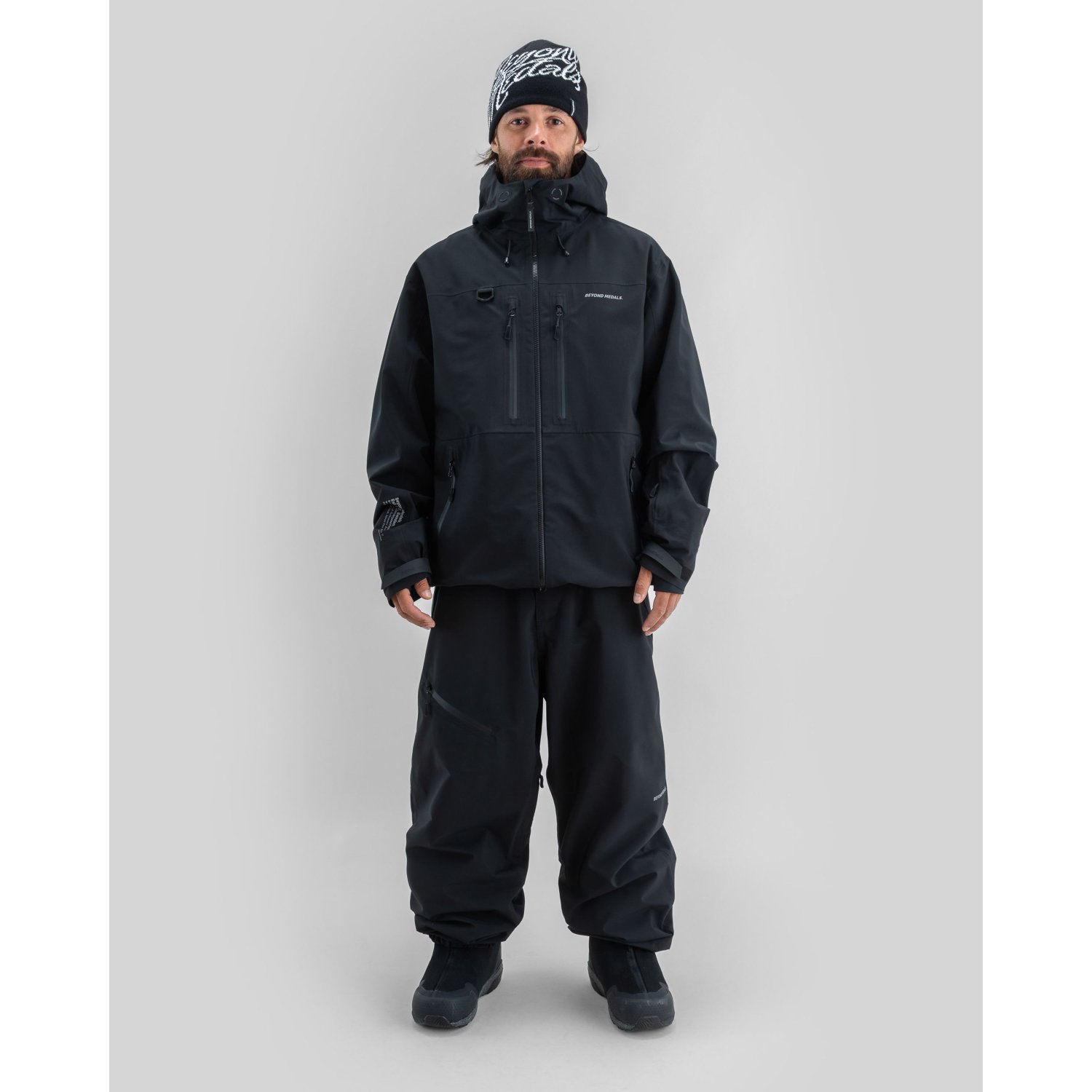 skijacke, oberbekleidung, schwarz, wasserabweisend, hose