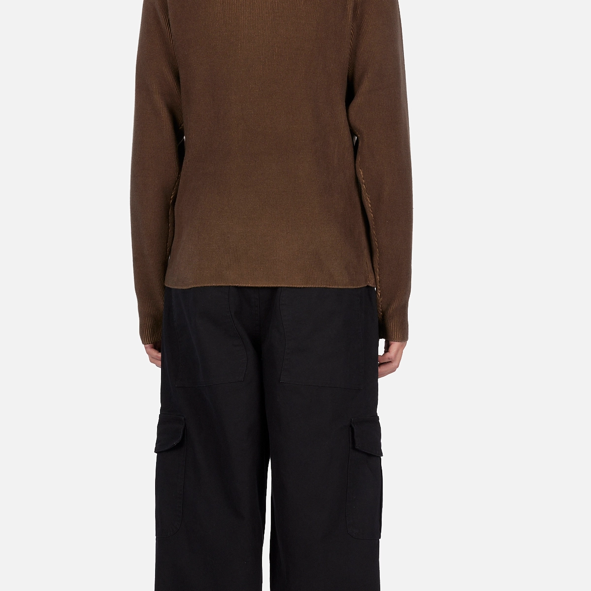 braun, langarmshirt, cording, schwarz, hose
