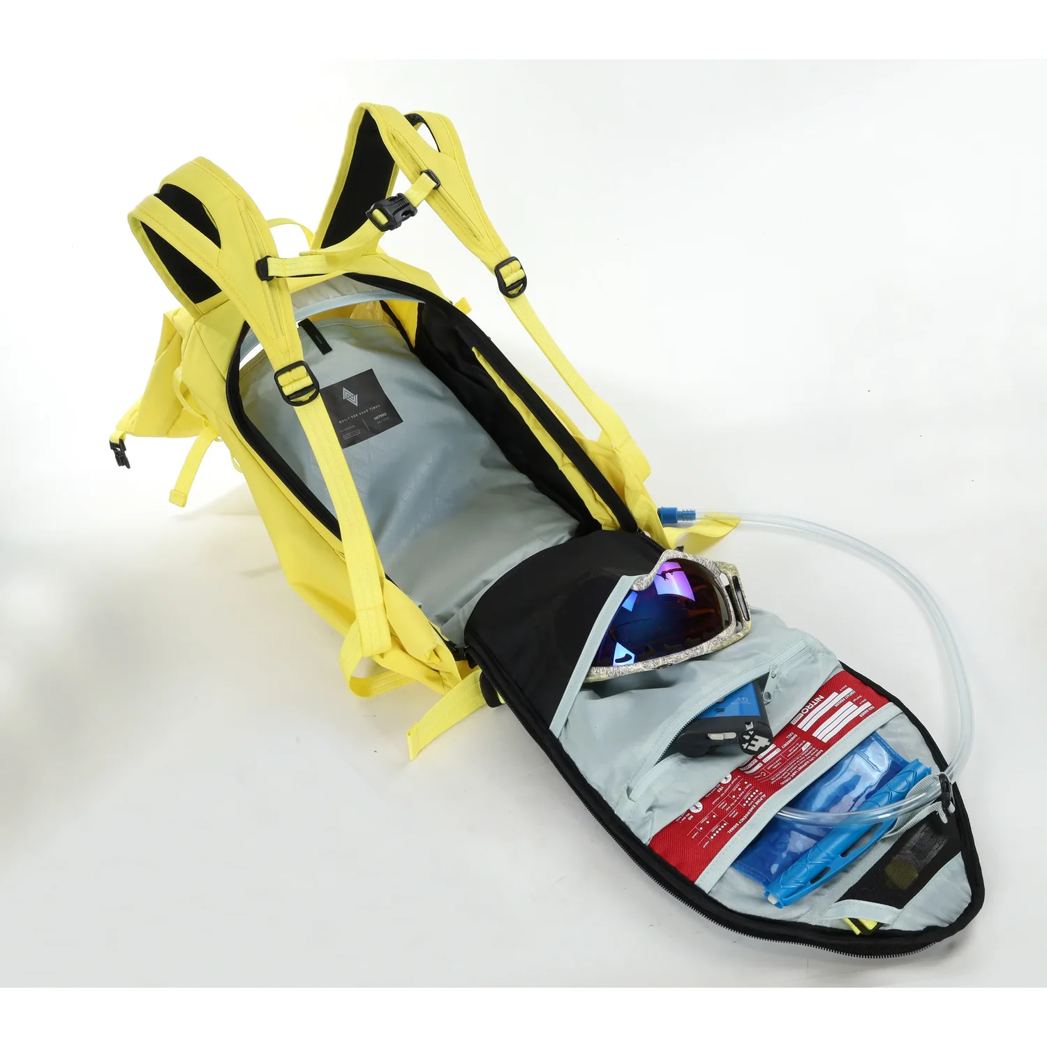 Trinkrucksack, gelb, Trinksystem, Reißverschlussfach, verstellbare Schultergurte