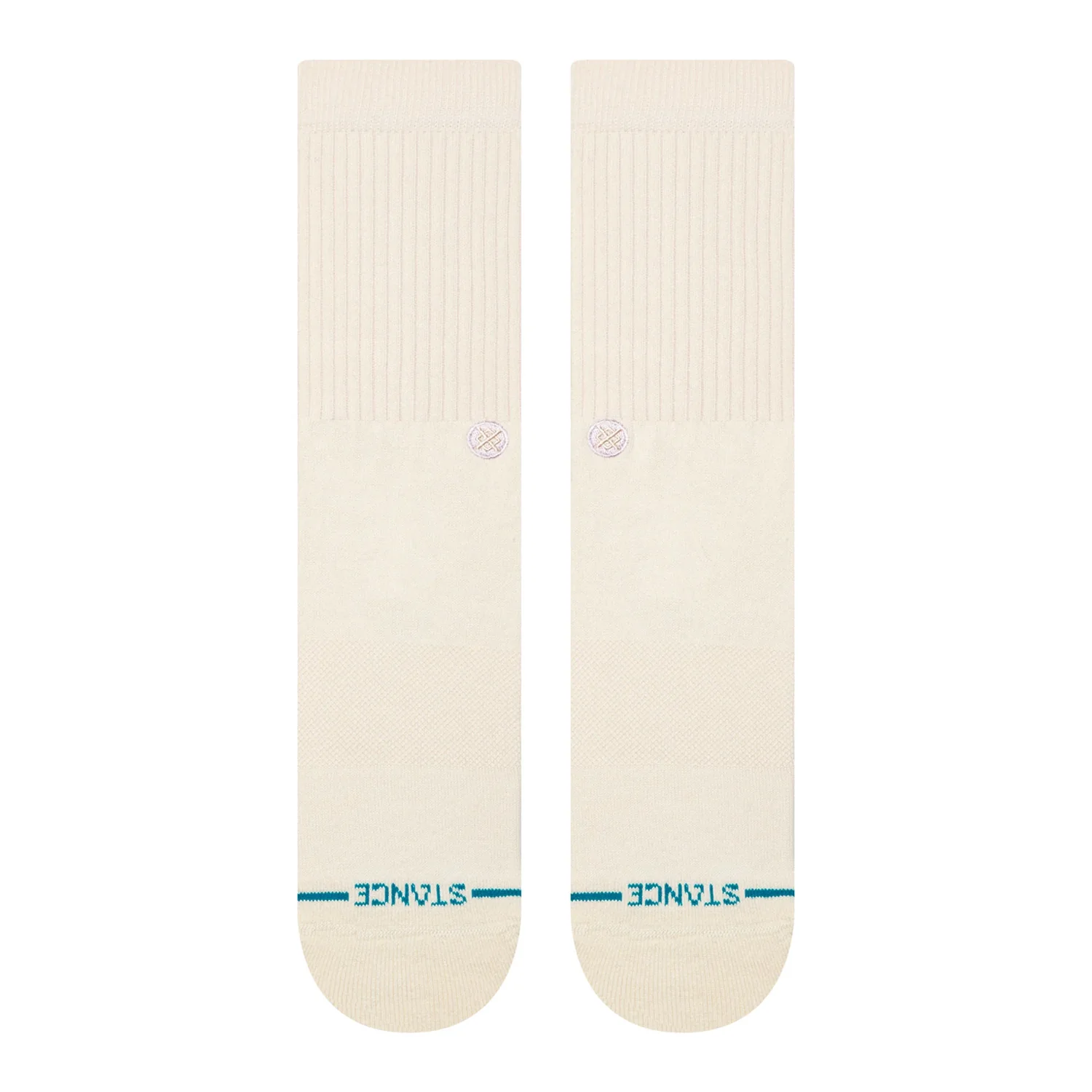 Womens Icon Pop Crew Chaussettes, blanc crème, maille côtelée, longueur cheville, logo imprimé