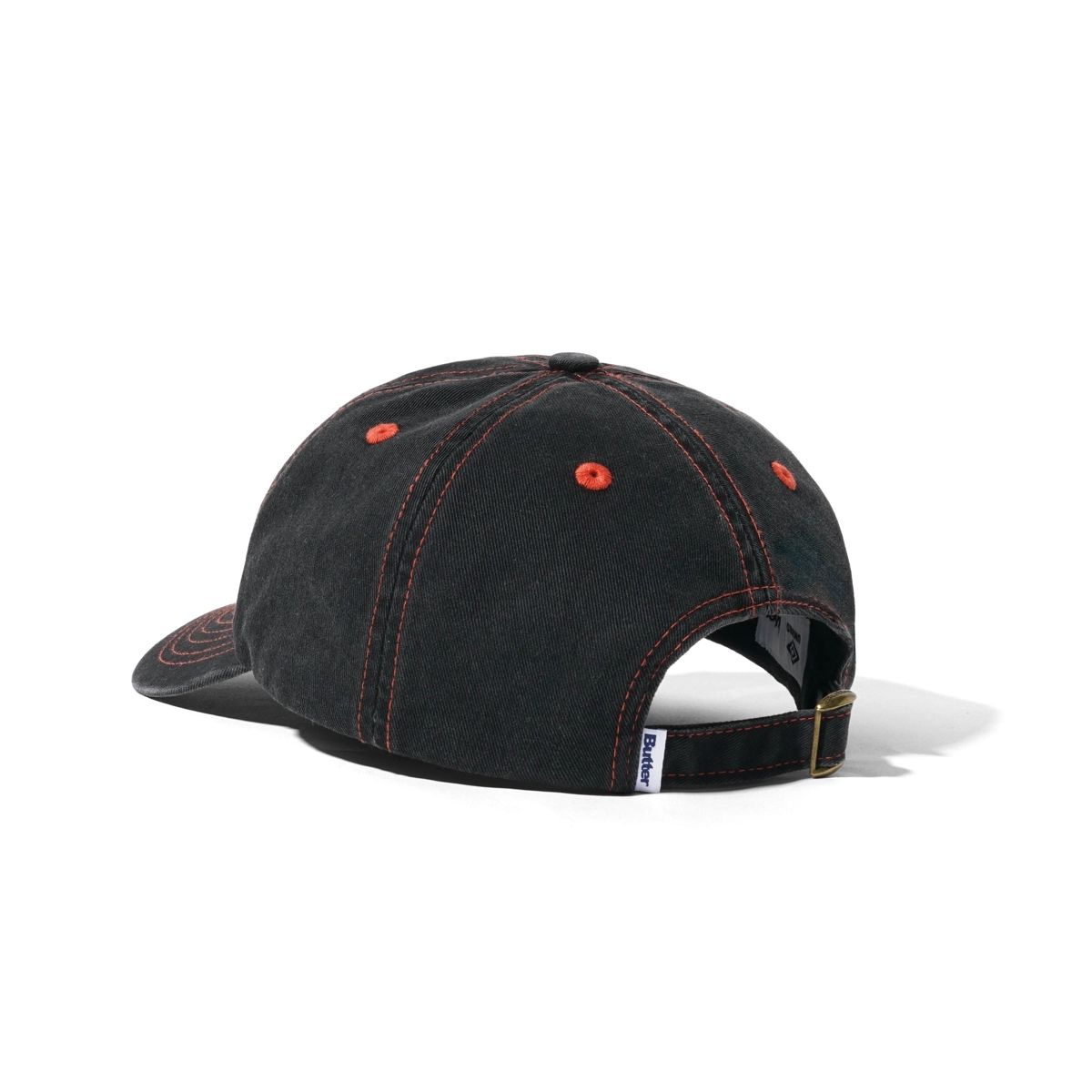 Baseballcap, Dunkler Wasch, Rote Nähte, Verstellbares Band, Sechs Panels, Baseballcap, Schwarz, Denim-Optik, Rote Naht, Verstellbar