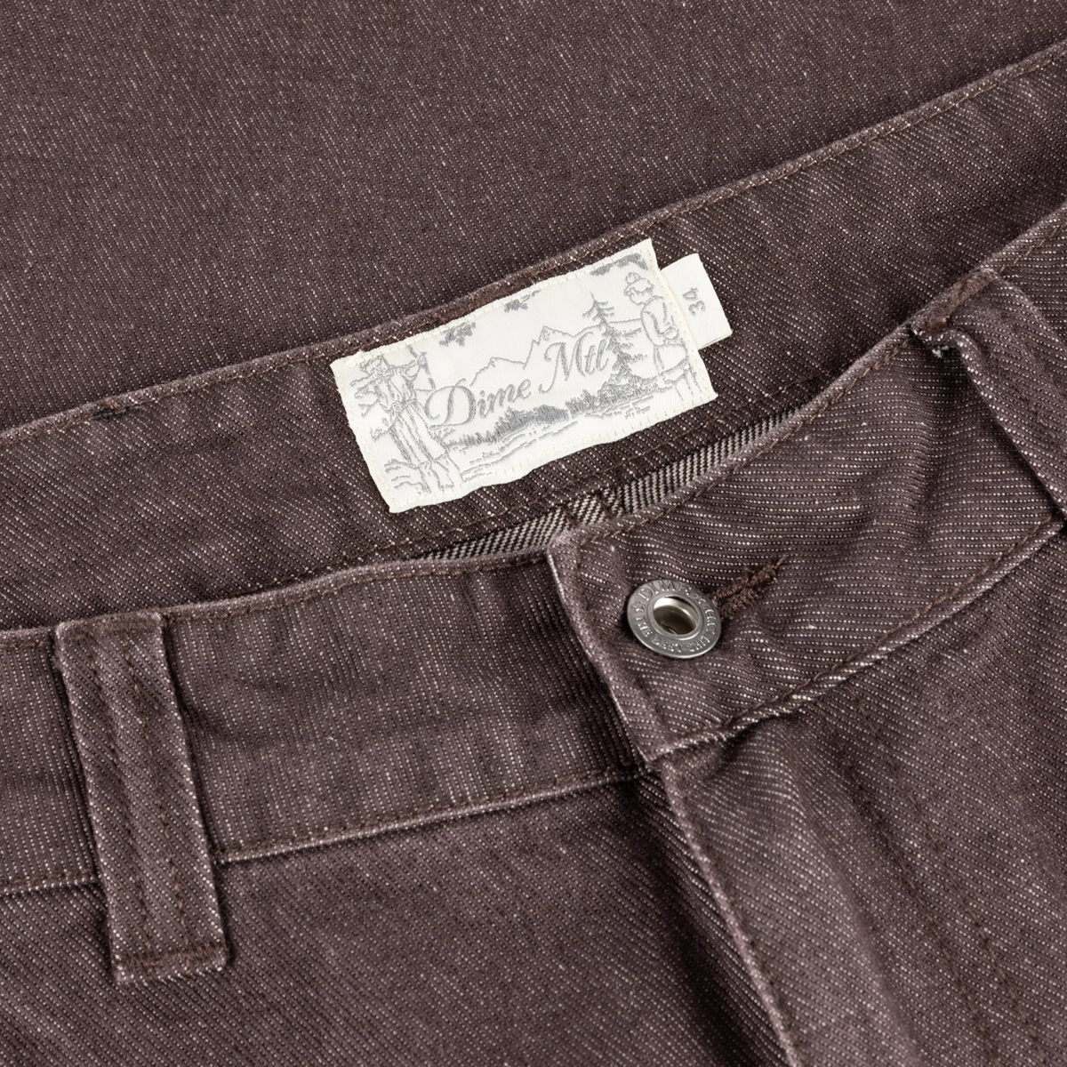 Baggy Denim Pants jeans, denim, texturé, bouton, poche, jeans, denim, marron, bouton, étiquette