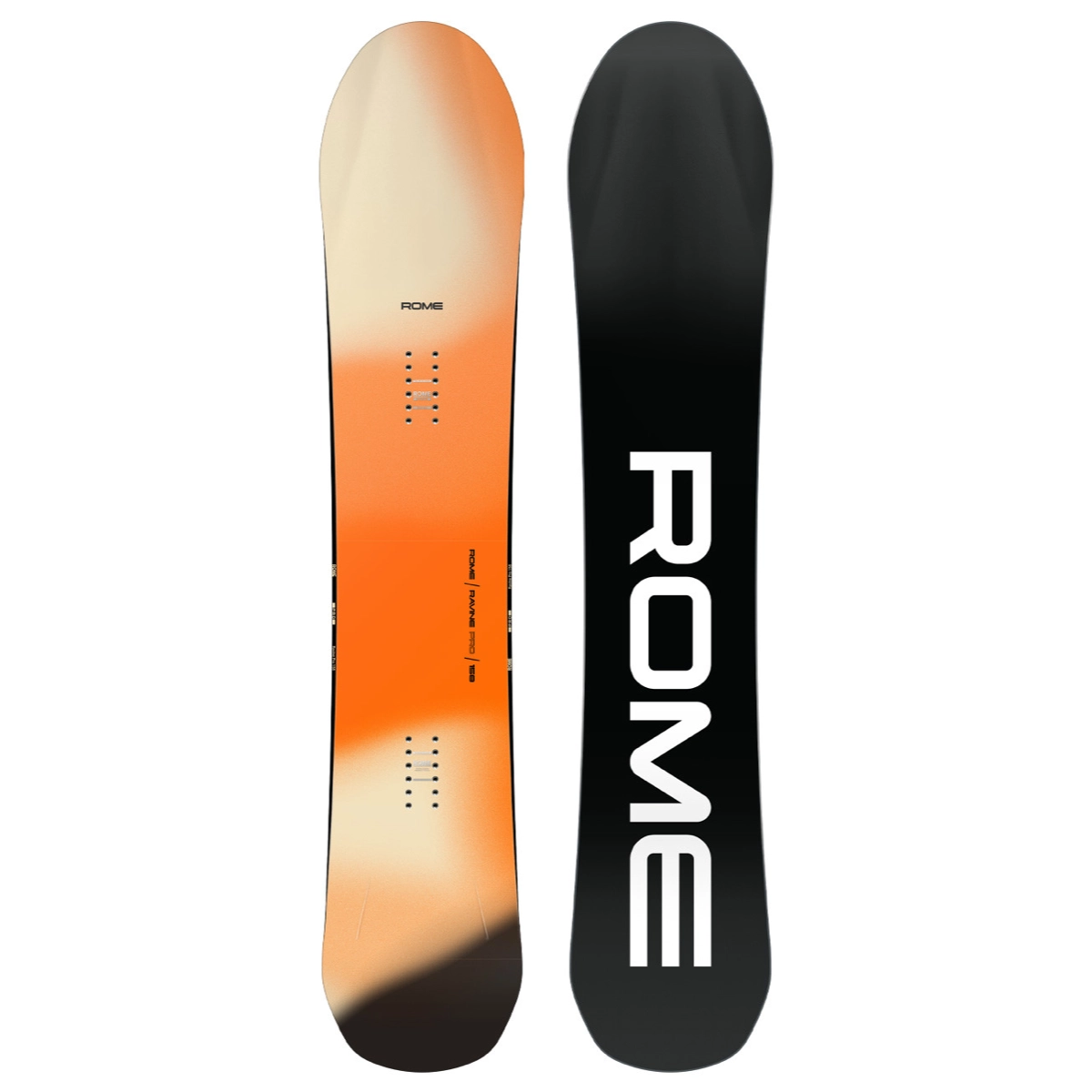 Snowboard, Orange gradient, Schwarz oben, Marke nicht sichtbar, Twin Tip