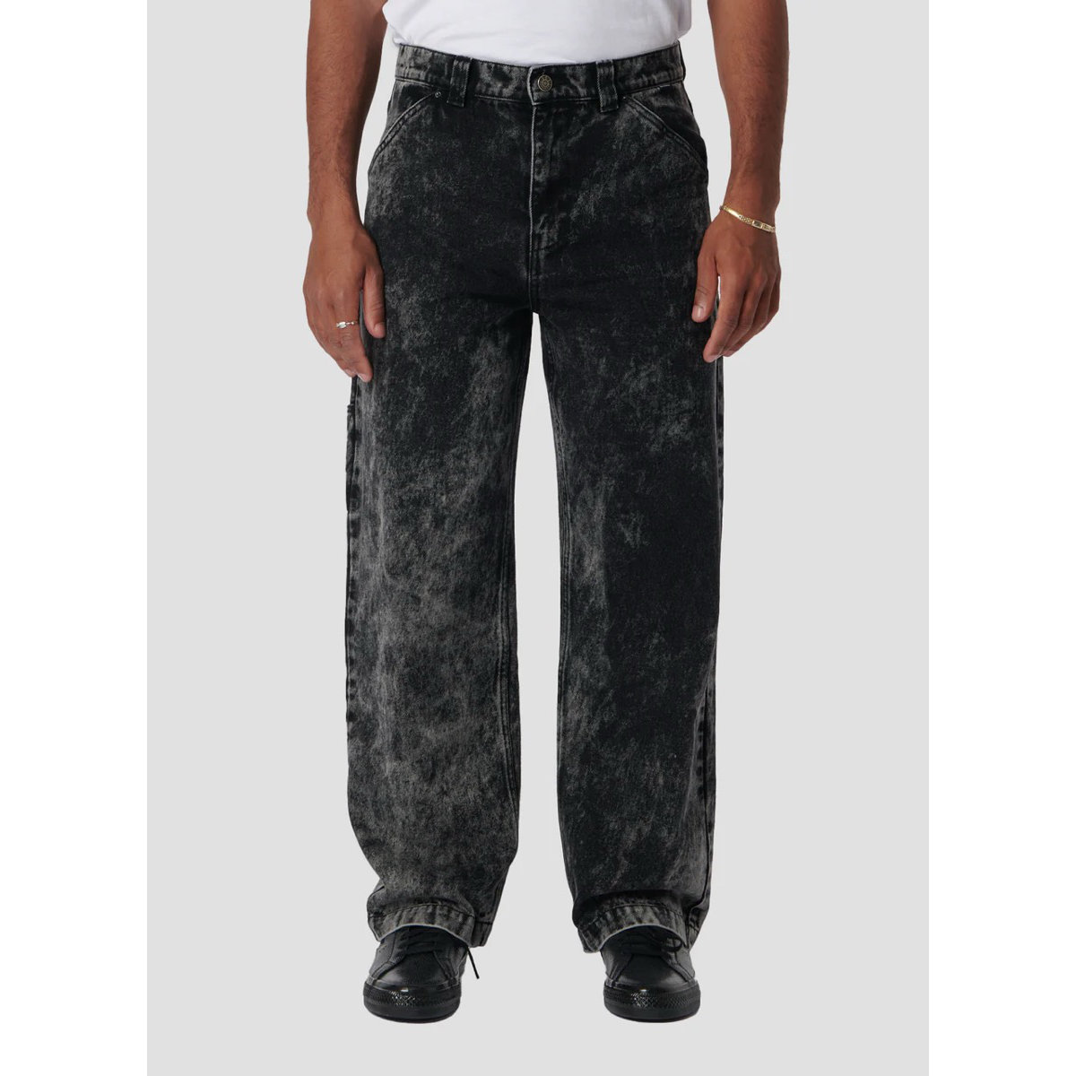 Délavé à l'acide Denim de travail Carpenter Pantalons, jeans, adulte, homme, personne