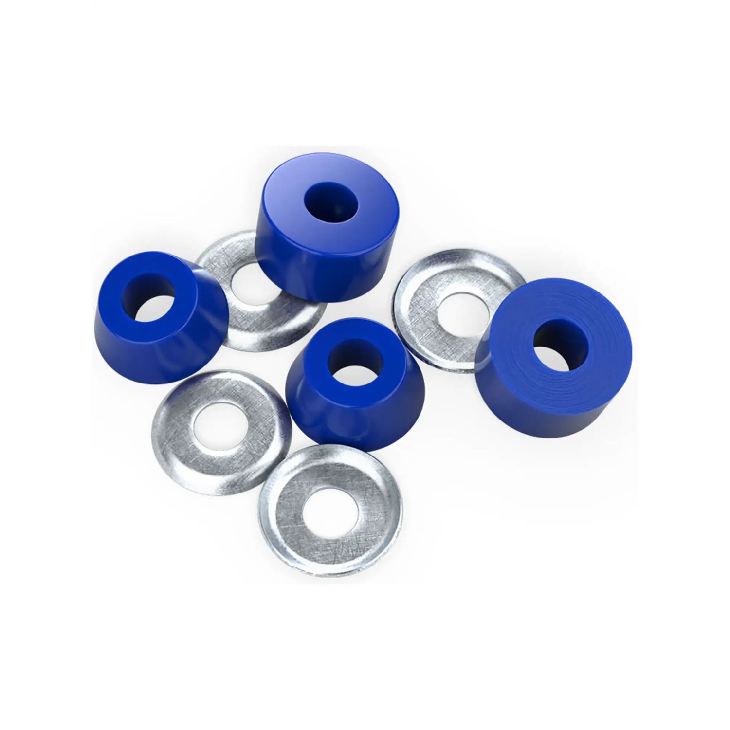 Blue bushings, Metal washers, Blue spacers, Washer set, Circular hardware