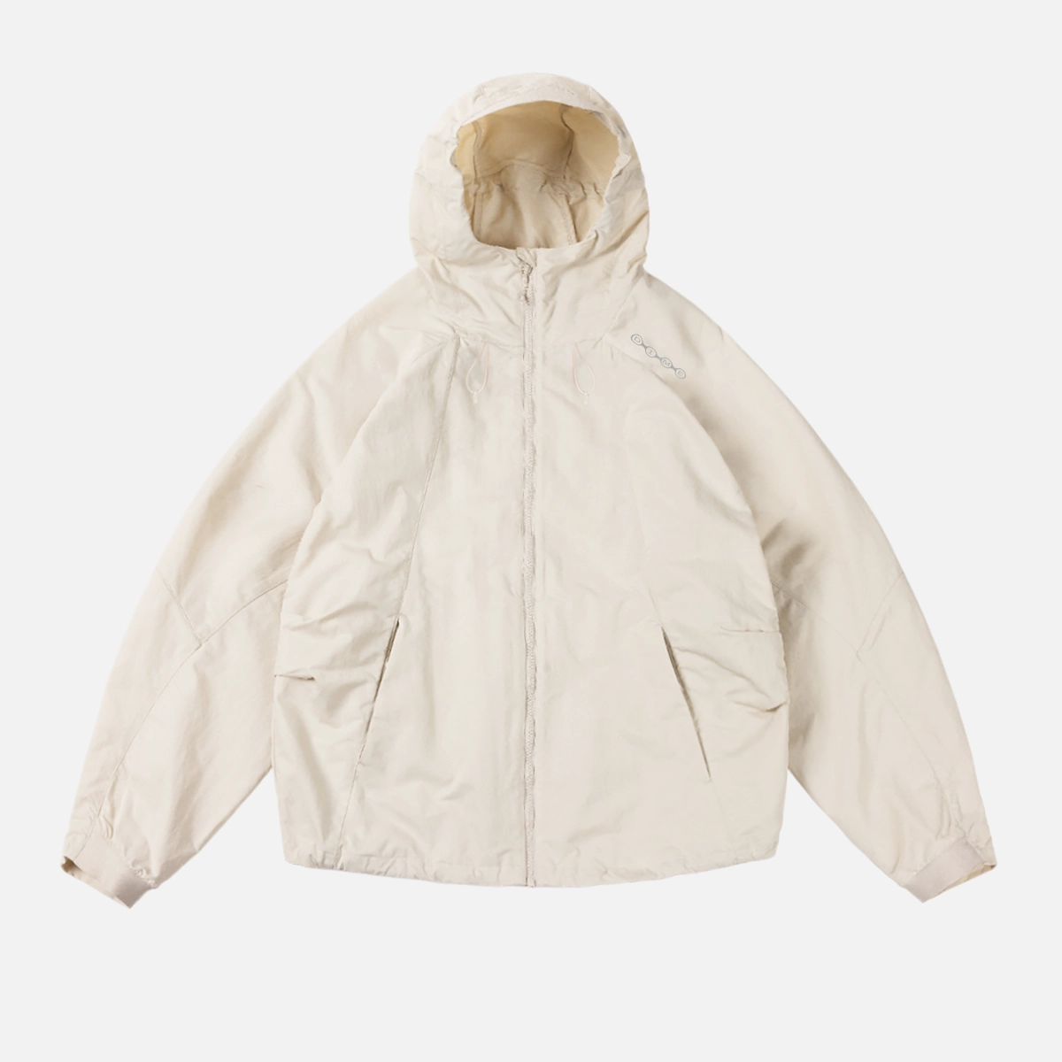 jacke, jackenmodell, reissverschluss, weiß, marke nicht sichtbar, jacke, hoodie, windbreaker, beige, reissverschluss