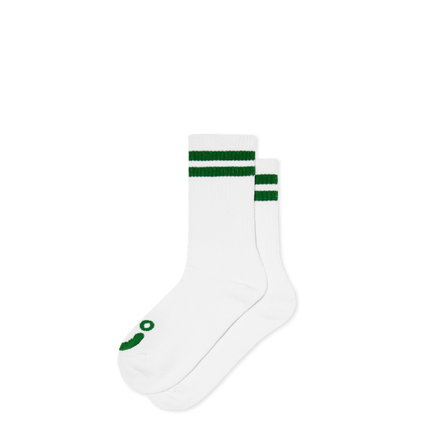 Rib Socks Happy Sad Chaussettes, chaussettes mi-mollet, chaussettes blanches, rayures vertes, socquettes