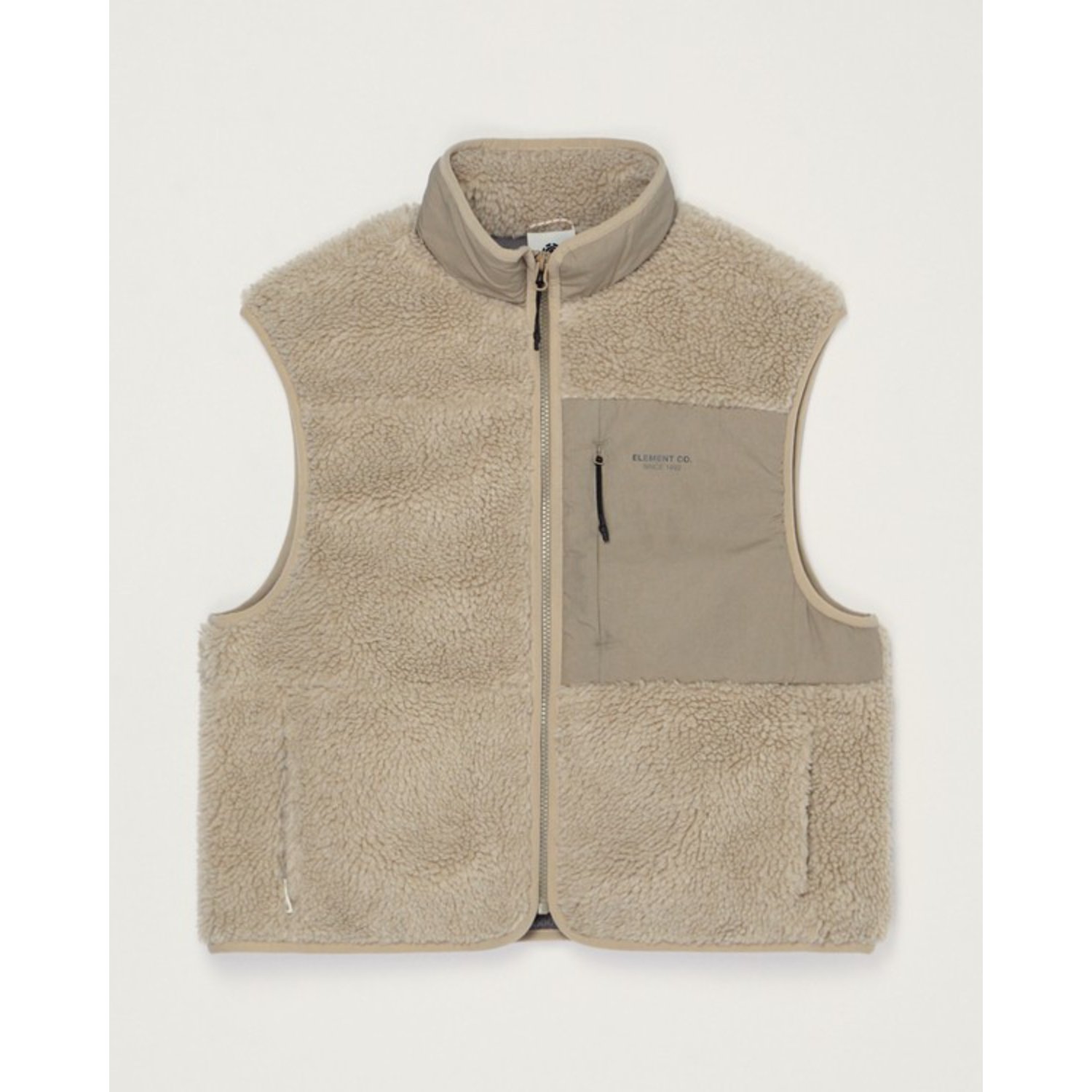 Gilet Sherpa, gilet polaire, gilet zippé, beige, gilet sans manches