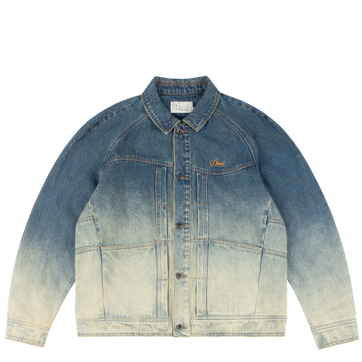Jeansjacke, Denim, Blau, Farbverlauf, Knopfverschluss