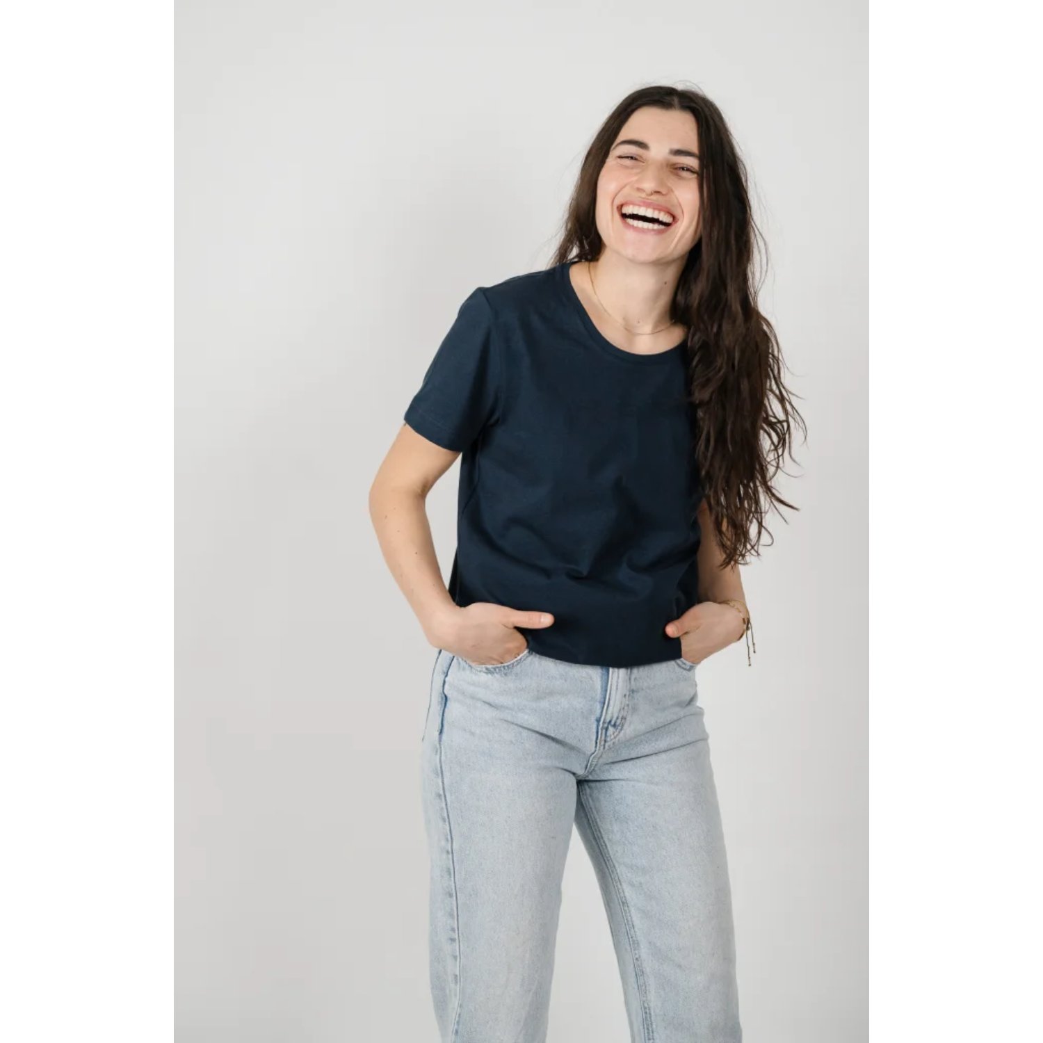 Basic Luisa T-Shirt T-Shirt, Kurzarm, Rundhals, Navy, Casual