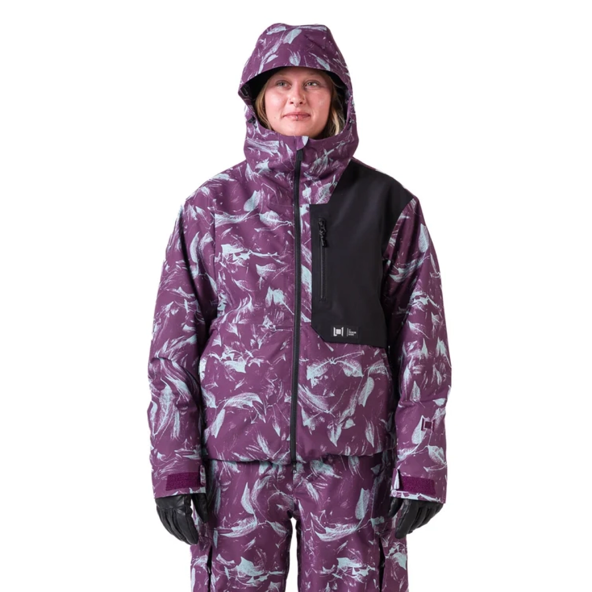 anorak, veste, doudoune, motif, violet, veste de neige, à capuche, purple, camouflage, fermeture éclair