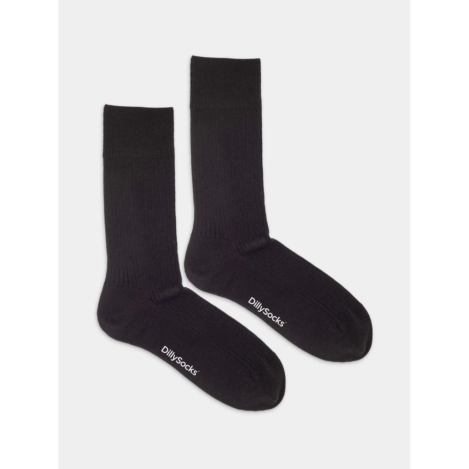 Ribbed Night Black Chaussettes, noires, en tricot côtelé, montant jusqu'à la cheville, unies