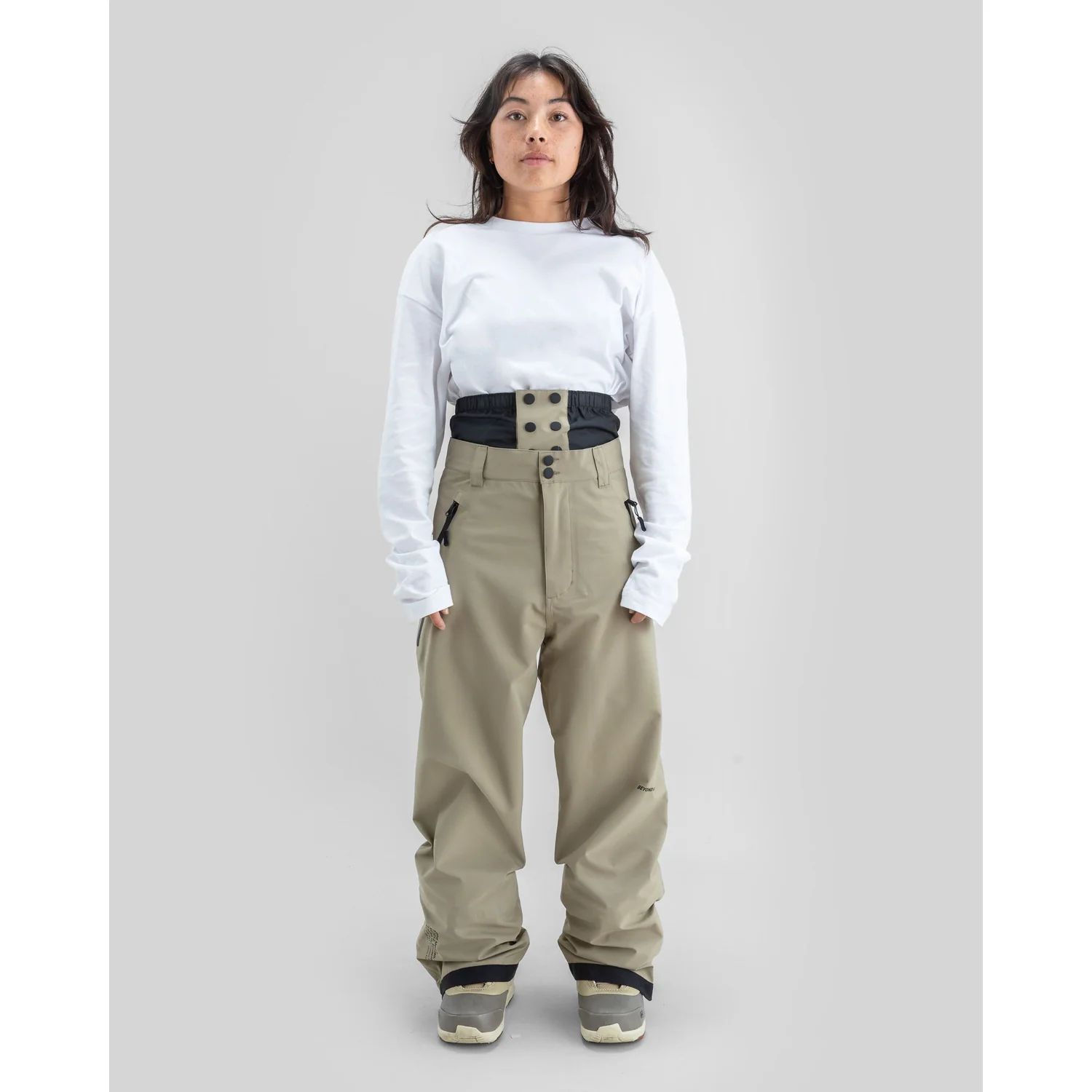 Skihose, Beige, Weit geschnitten, Schneefang, Seitentaschen