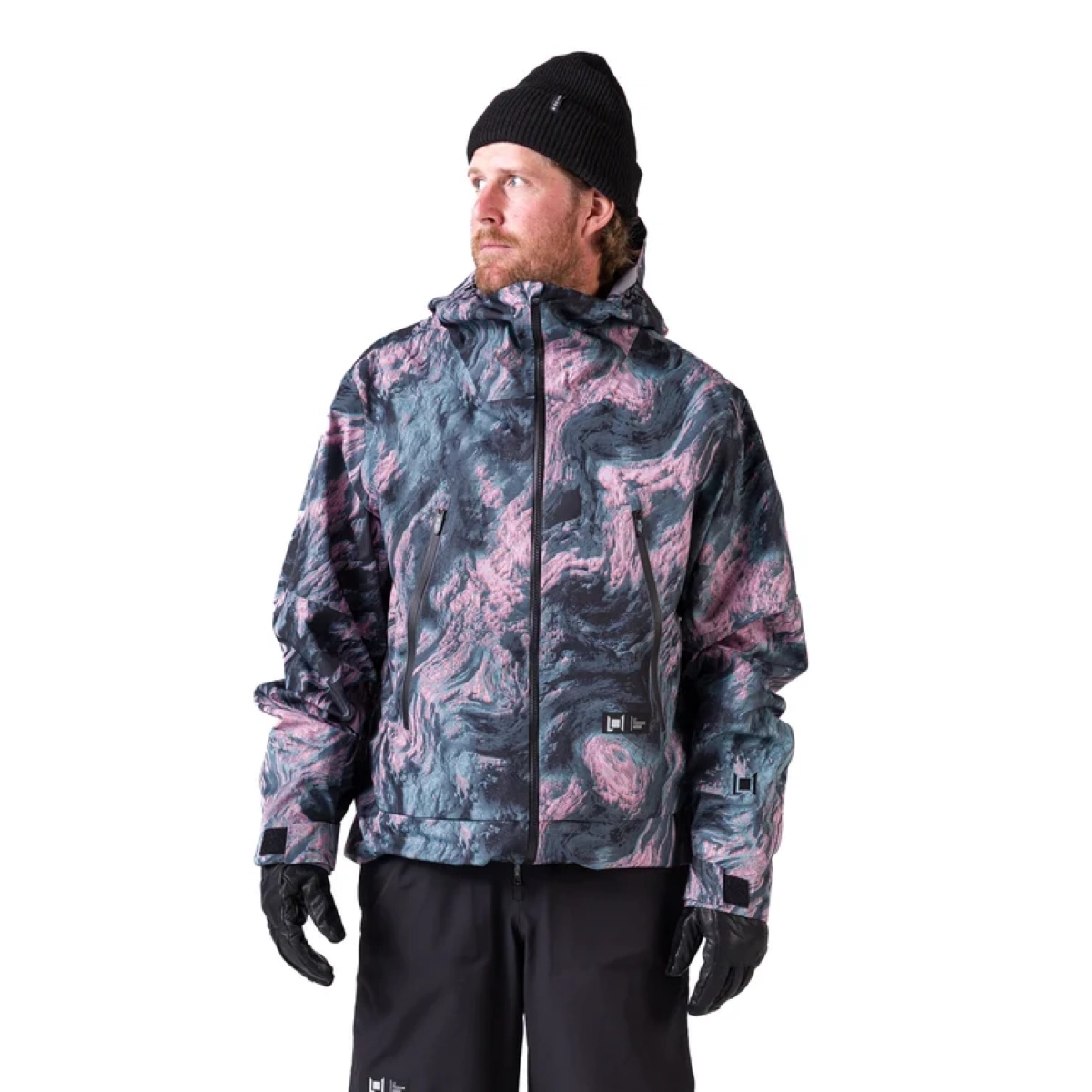 Veste, veste de snowboard, manteau, motifs, vêtements d'hiver, veste, coupe-vent, camouflage, motif marbré, fermeture éclair