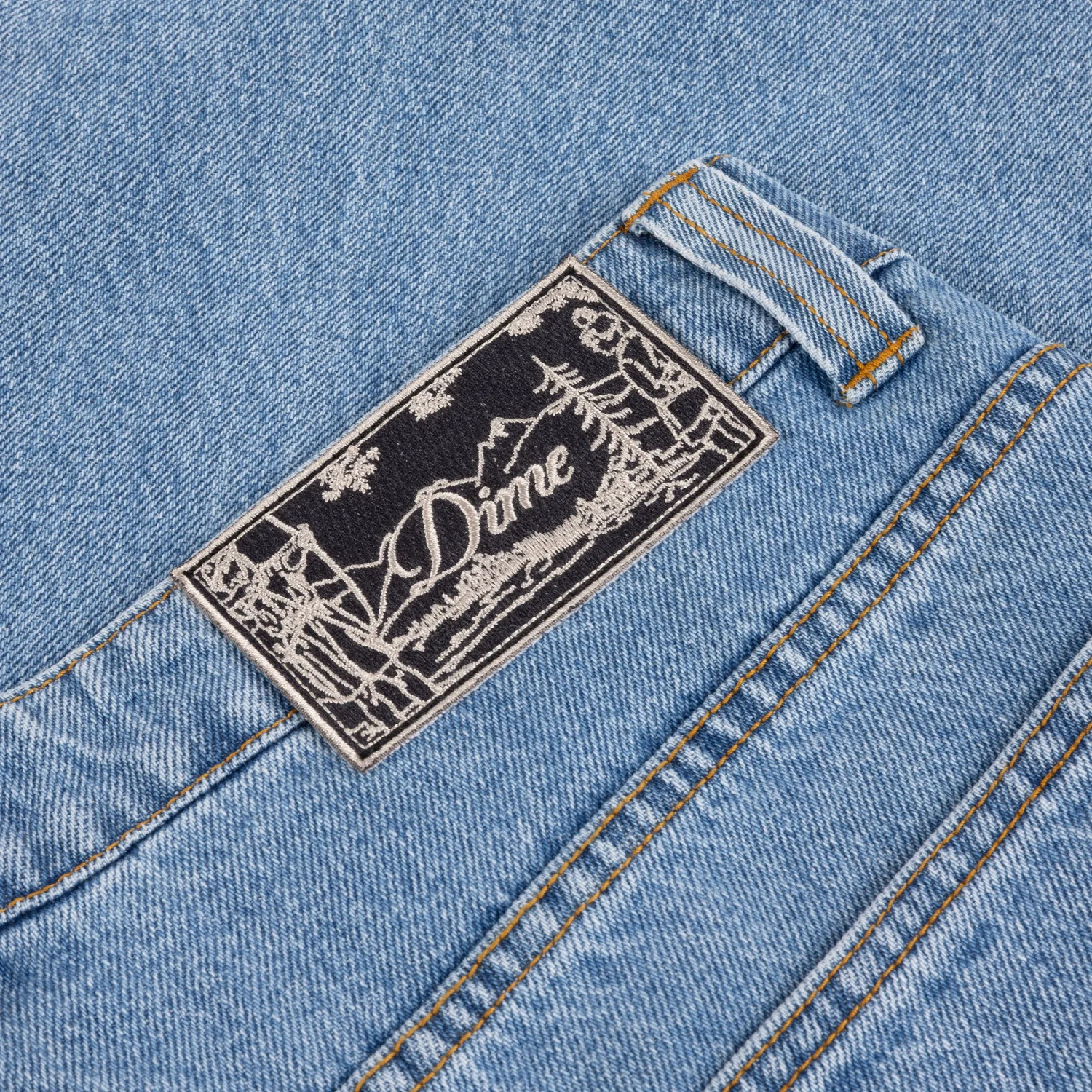 Jeans, Denim, Hellblau, Gürtelschlaufe, Stoffaufnäher