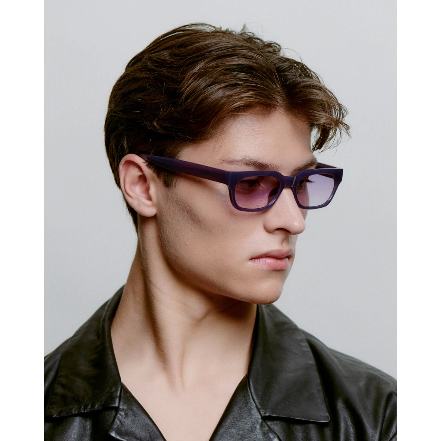 Bror Lunettes de soleil, lunettes violettes, forme rectangulaire, accessoire décontracté, branches fines