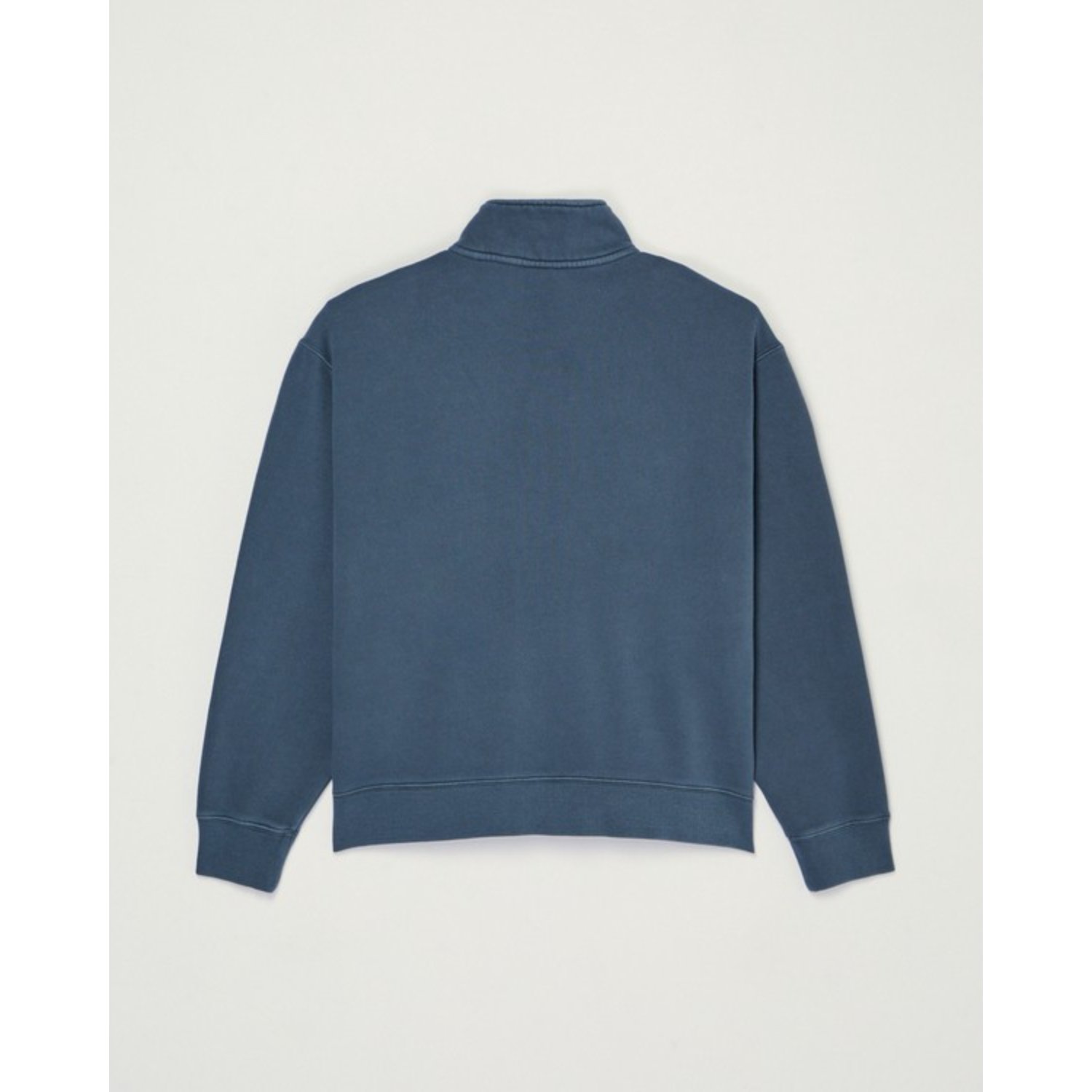 Lowcase Pigment Quarter Zip W hip-length, crewneck, long-sleeve, solid, blue