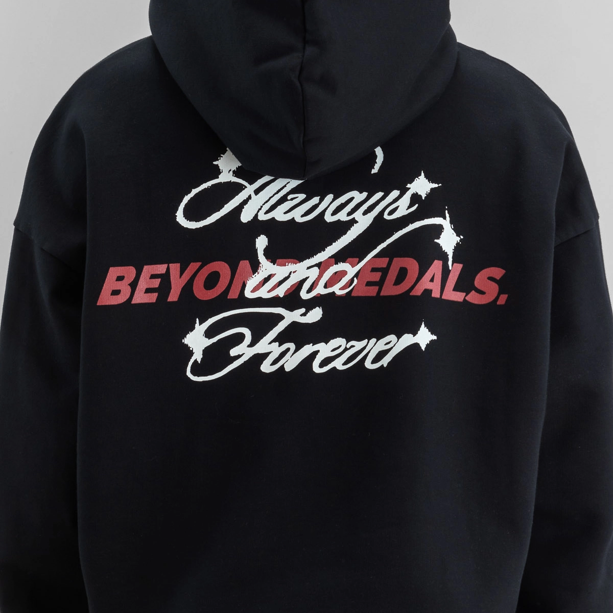 Forever Hoodie Sweat à capuche, noir, motif graphique, inscription, impression sur le devant