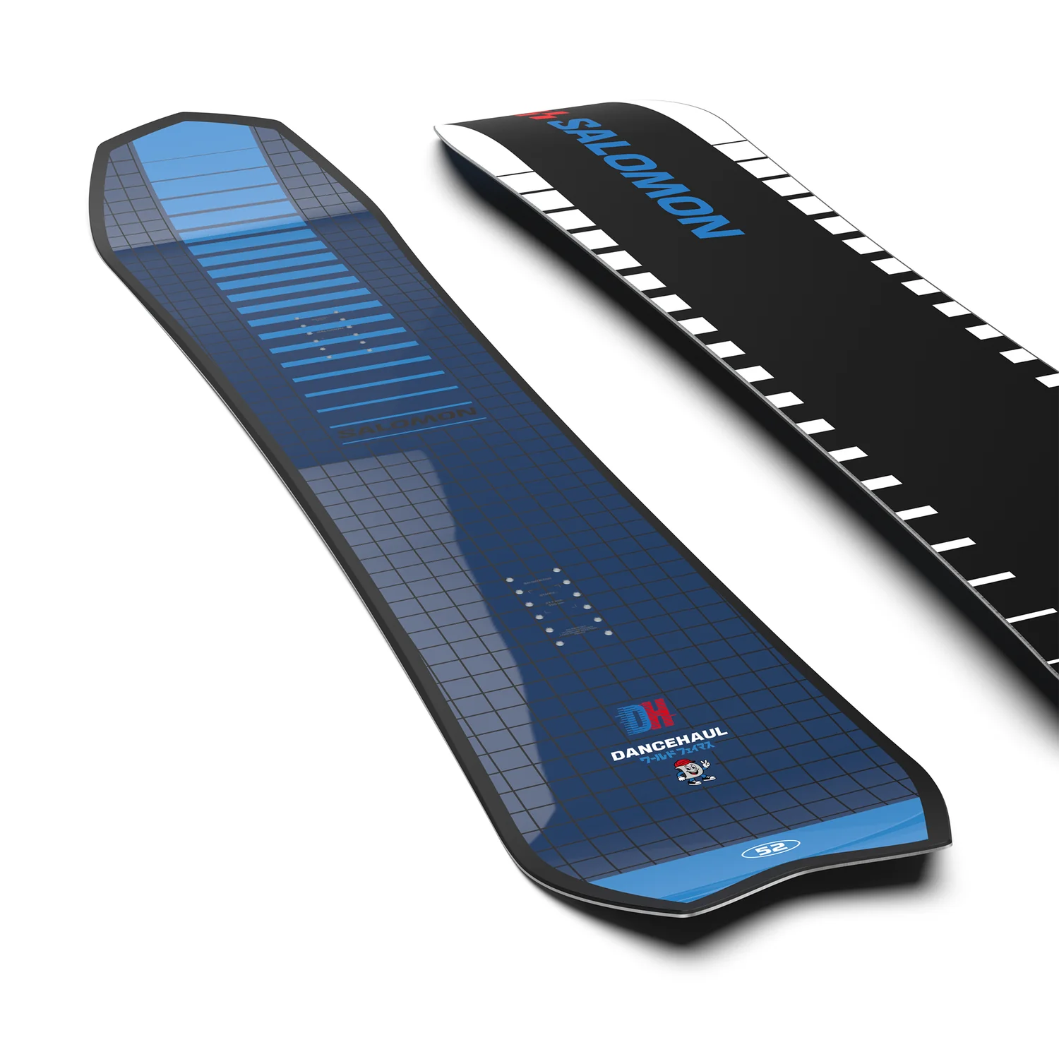 Snowboard, Blau, Vollboard, Salomon, Dancehall, Snowboard, Deck, Blau, Muster, Dancehaul, Snowboard, Blau-schwarz, Carving-Board, Längsstreifen, Gittermuster