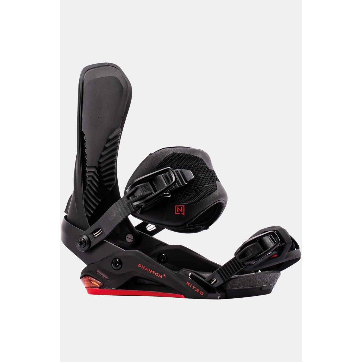 Phantom+ snowboard binding, fußriemen, highback, rote basis, knöchelband, Snowboard Bindings, Nitto, PhantomX, Schwarz, Riemenbindung