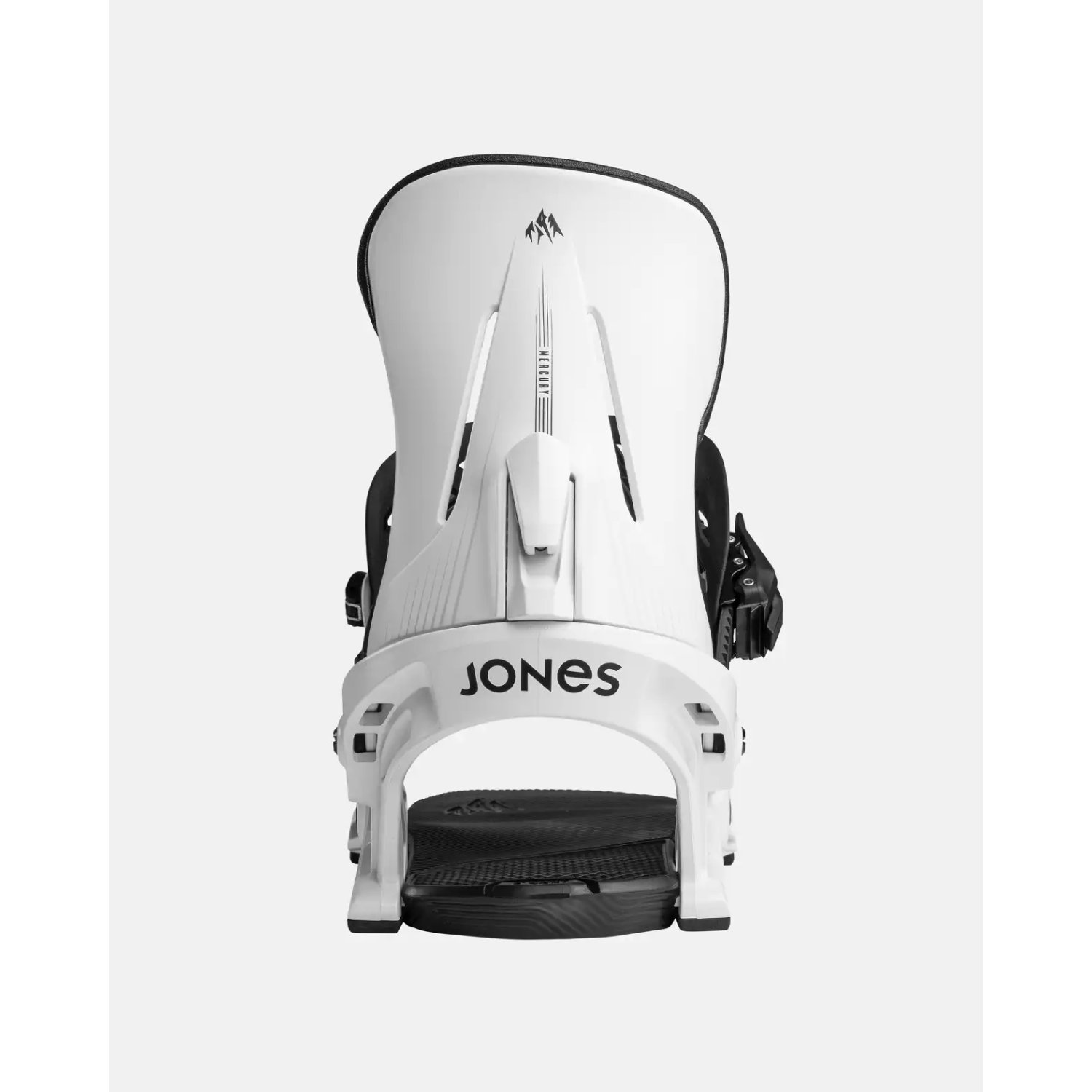 Fixations de snowboard, blanches, Jones, réglables, avec dossier haut