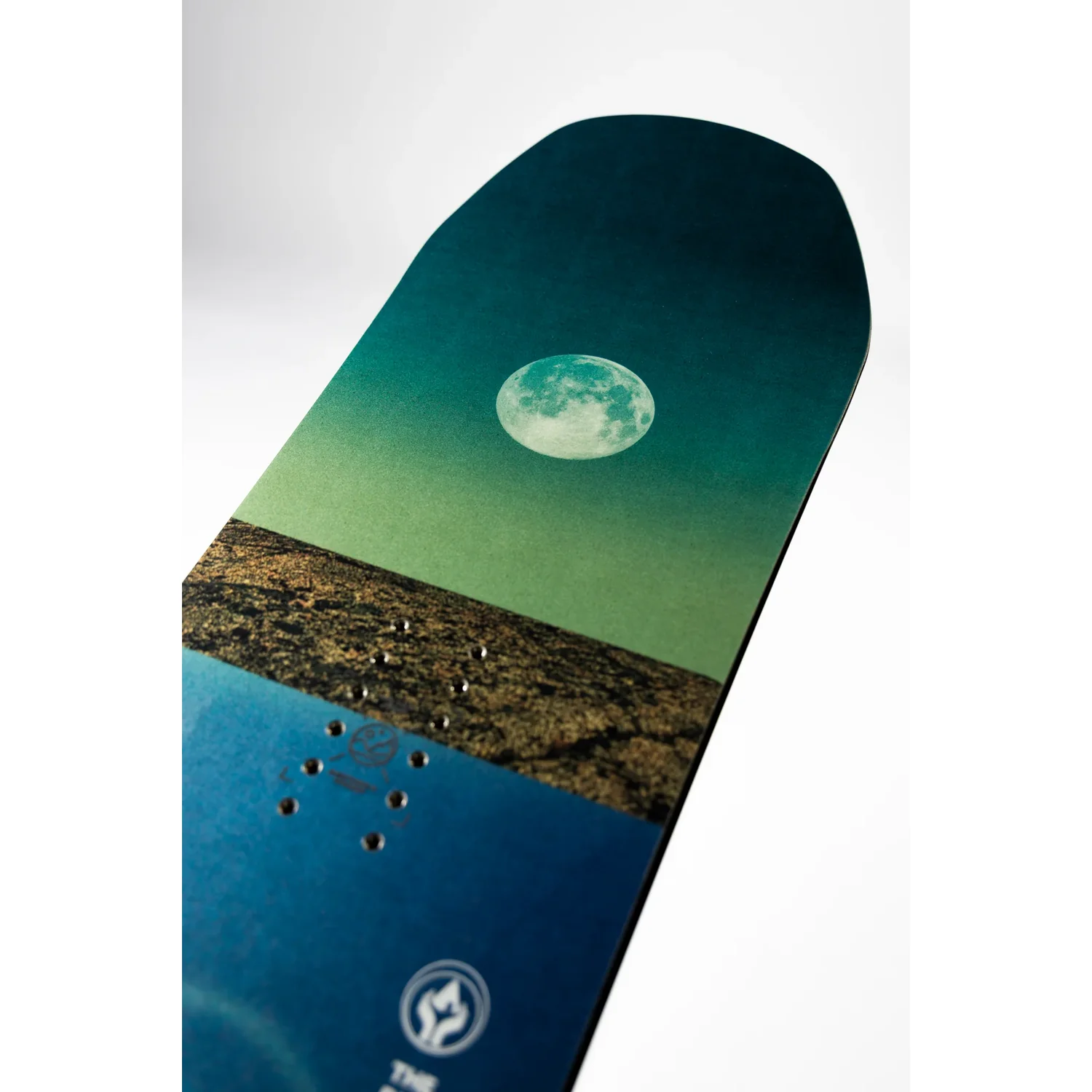 D.O.A. Skateboard, Deck, Mondverlauf, Ozeanblau, Gripslöcher, Snowboard, Mondmotiv, Landschaftsmuster, Grün-blau, Bindungslöcher