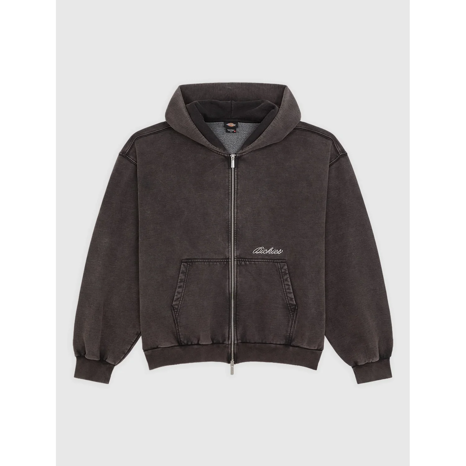 Kapuzenjacke, Reißverschluss, Kängurutasche, Dunkelbraun, Sweatstoff
