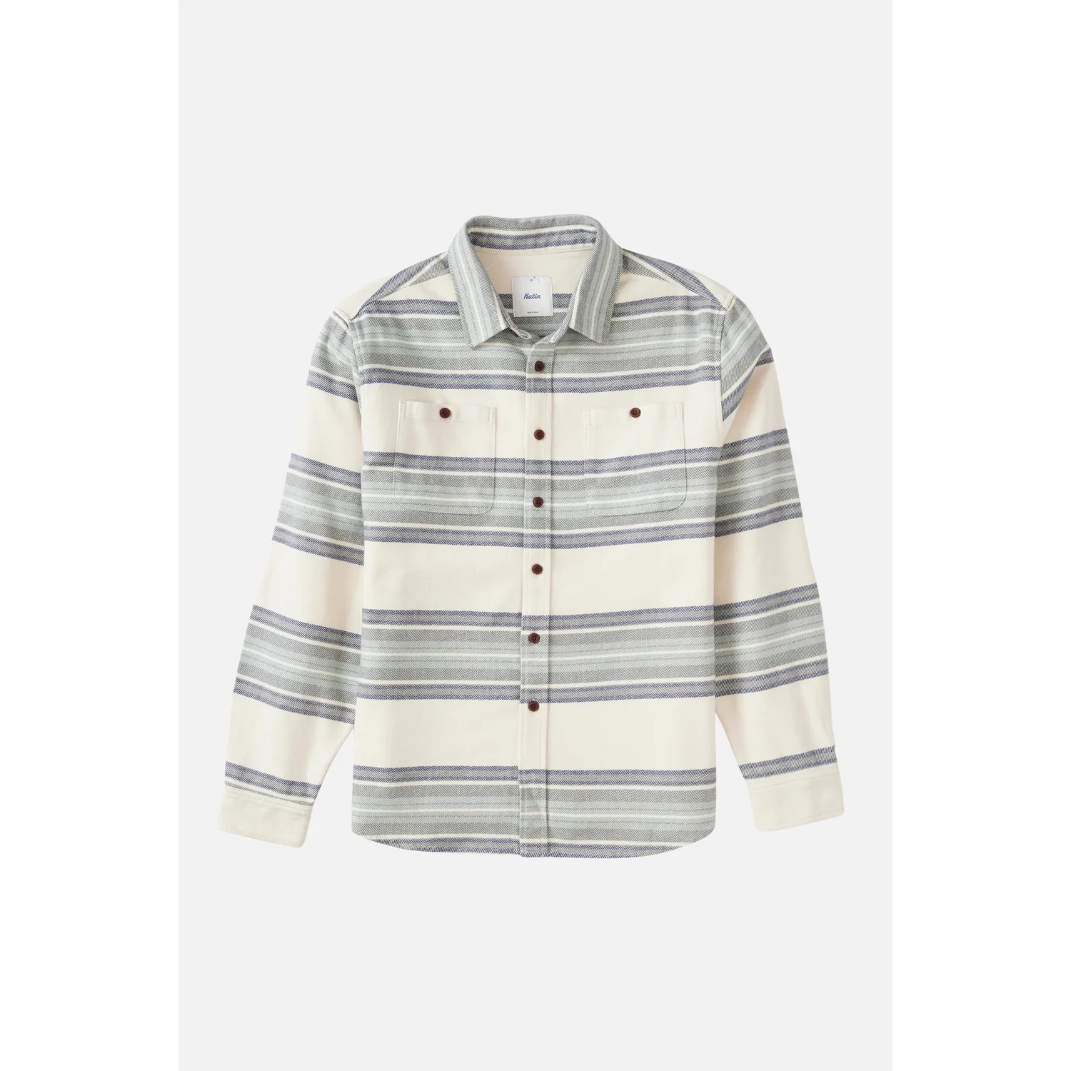 Sierra Flannel Hemd, Langarm, Streifenmuster, Cremefarben, Brusttaschen