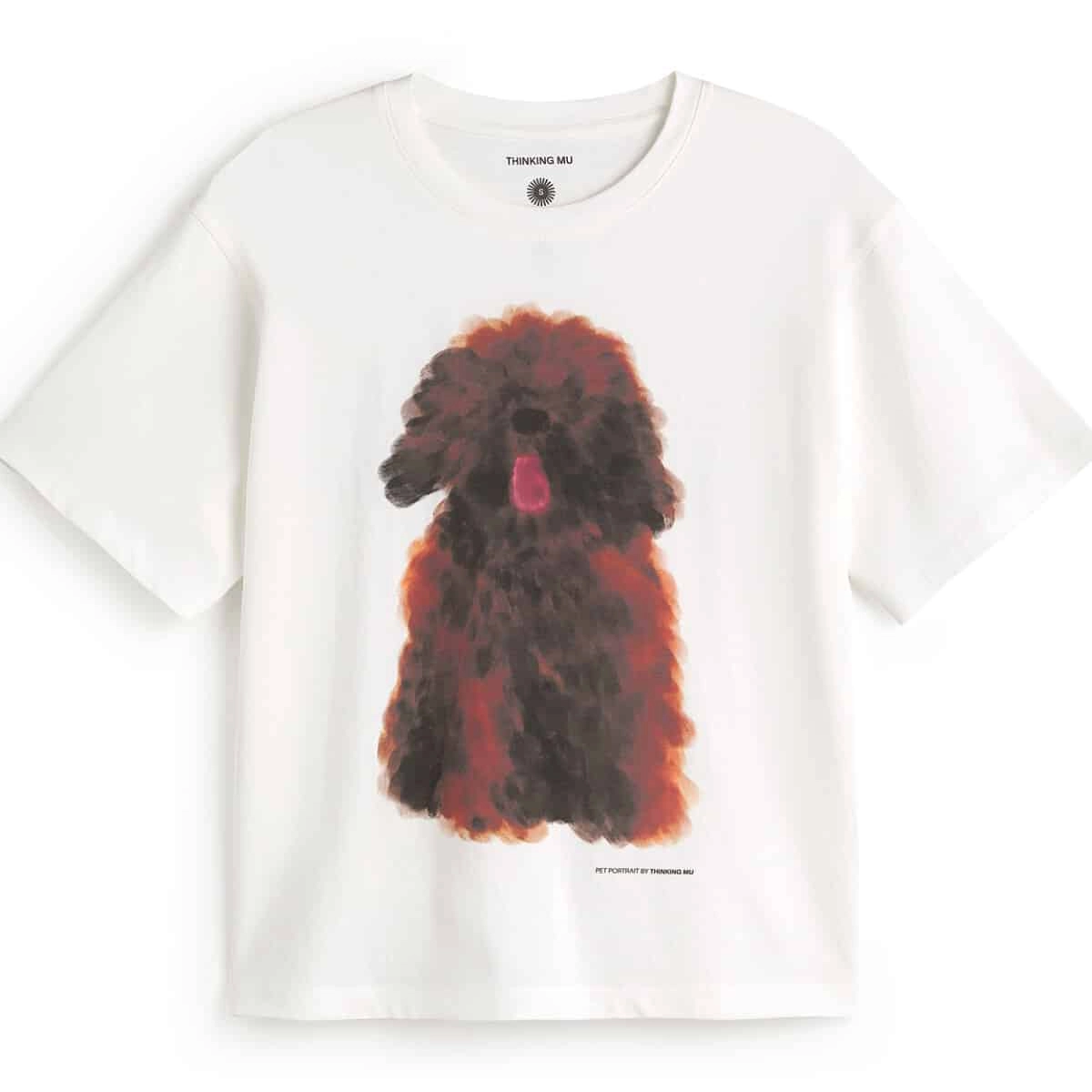 Chien, imprimé caniche, t-shirt, blanc, motif caniche