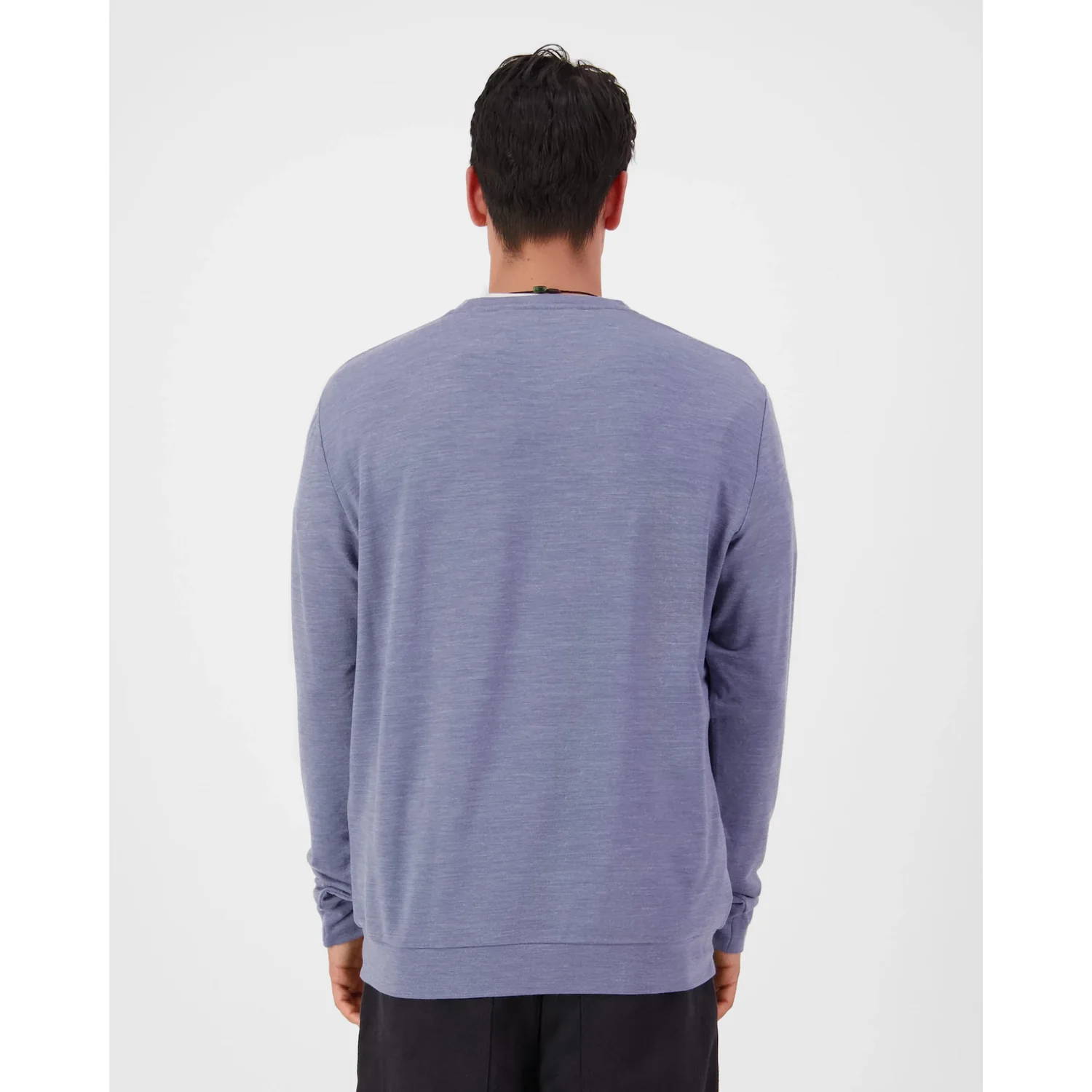 Herren-Sweatshirt, Langarmshirt, Rundhalsausschnitt, Blau meliert, Einfarbig