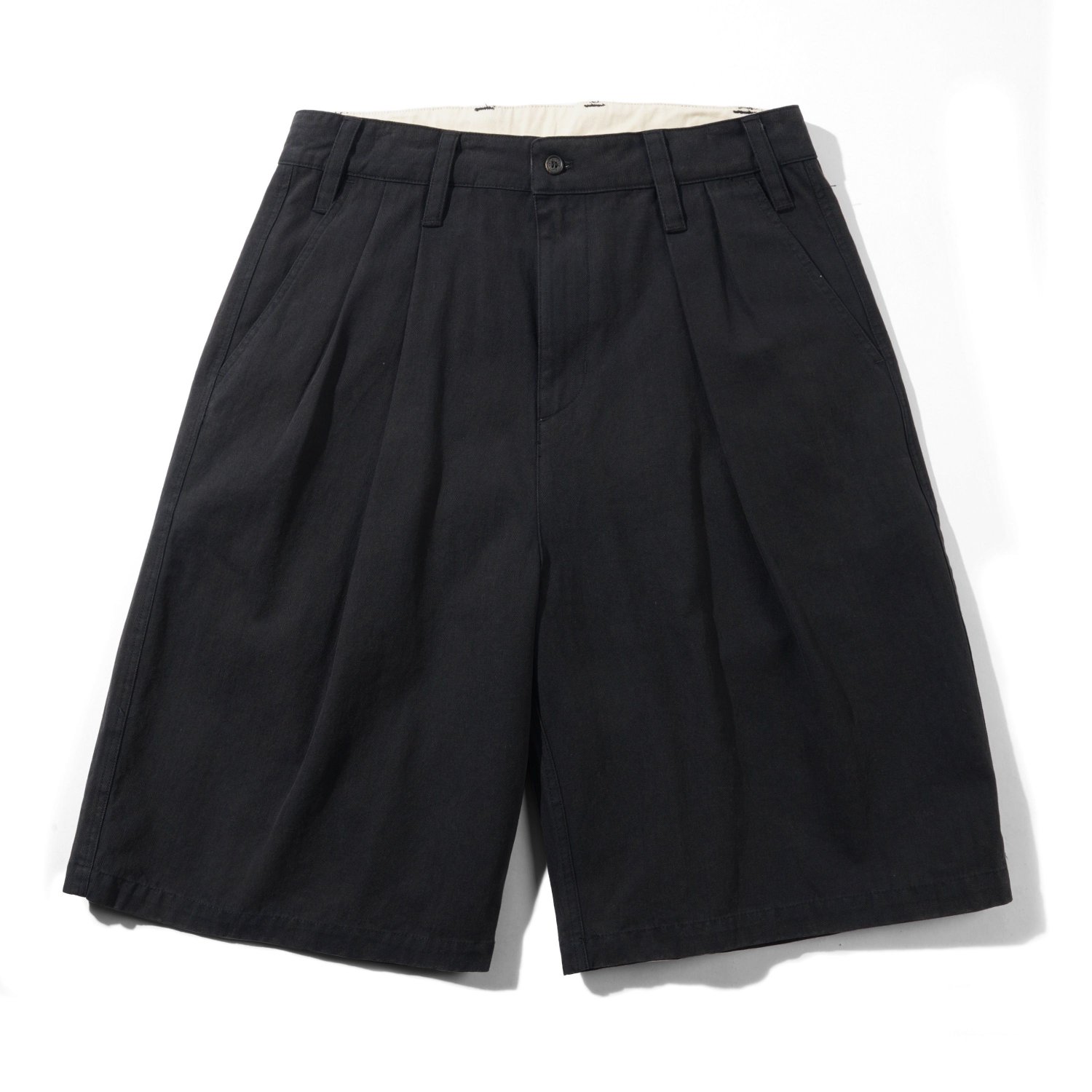 Pantalon, short, noir, fronces, ceinture