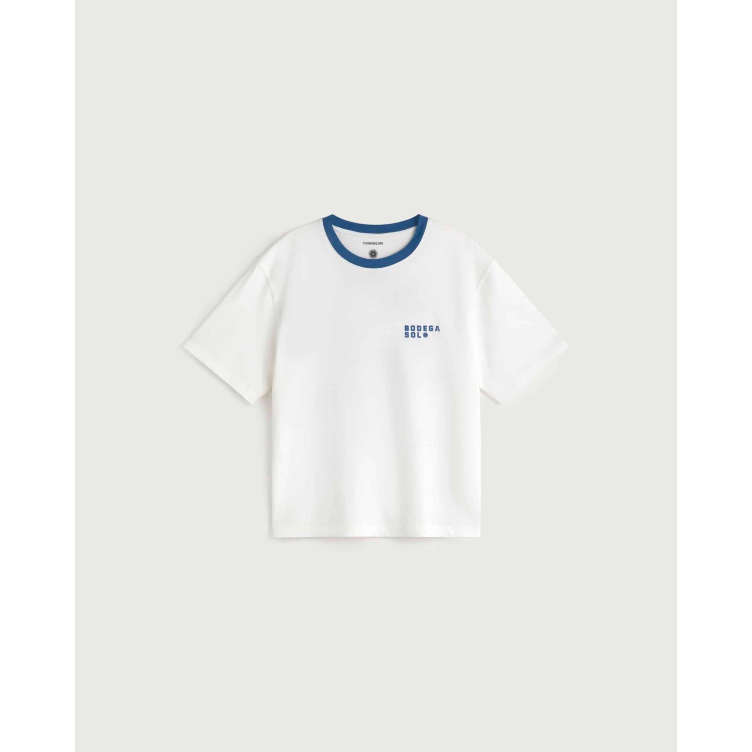 Lucia Tee T-shirt, blanc, col bleu, petit logo