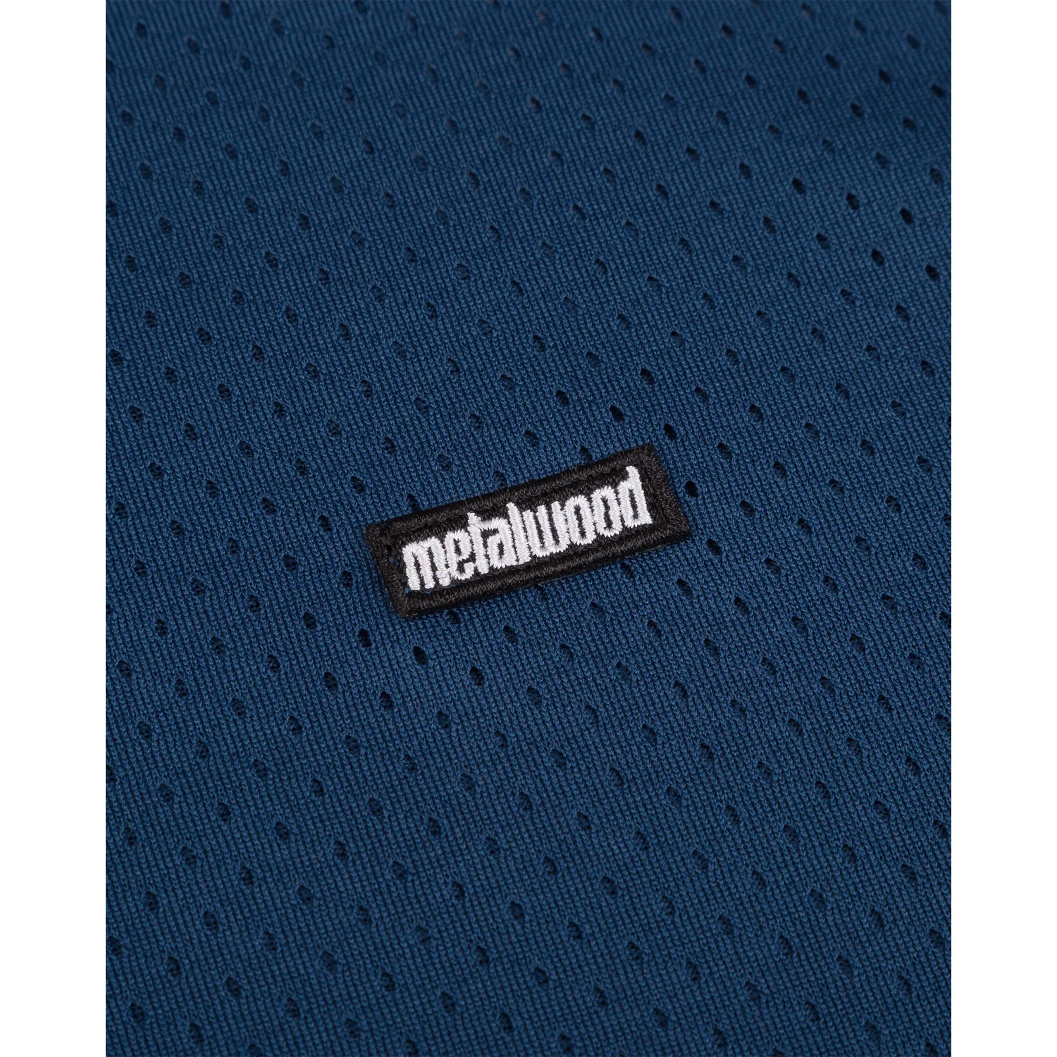 Piped LS Quarter Zip Polo Dunkelblau, Perforierter Stoff, Mesh-Gewebe, Textilpatch