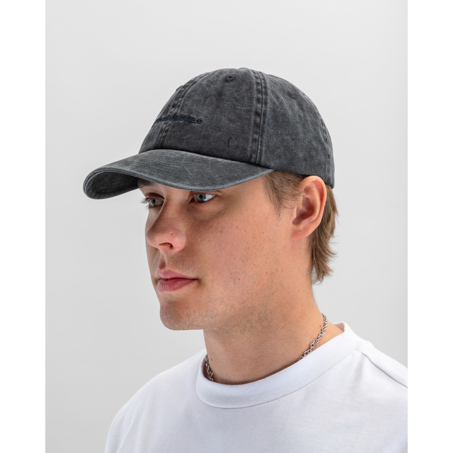 Acid Logo Dad Cap Casquette de baseball, gris foncé, effet délavé, 6 panneaux, accessoire décontracté