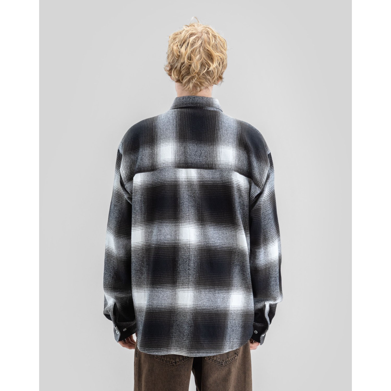 Poncho, motif écossais, laine, coupe oversize, plaid, chemise, flanelle texturée, tons gris atténués, motif à carreaux, t-shirt à manches longues, chemises à carreaux, flanelle, dos, manches longues, coupe oversize
