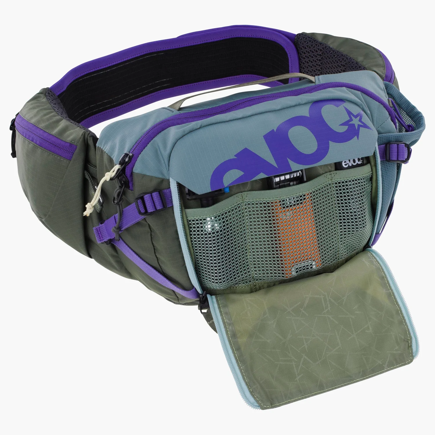 Hip Pack Pro 3L +Bld Hüfttasche, Netzfächer, verstellbarer Gurt, olivgrün, violette Details