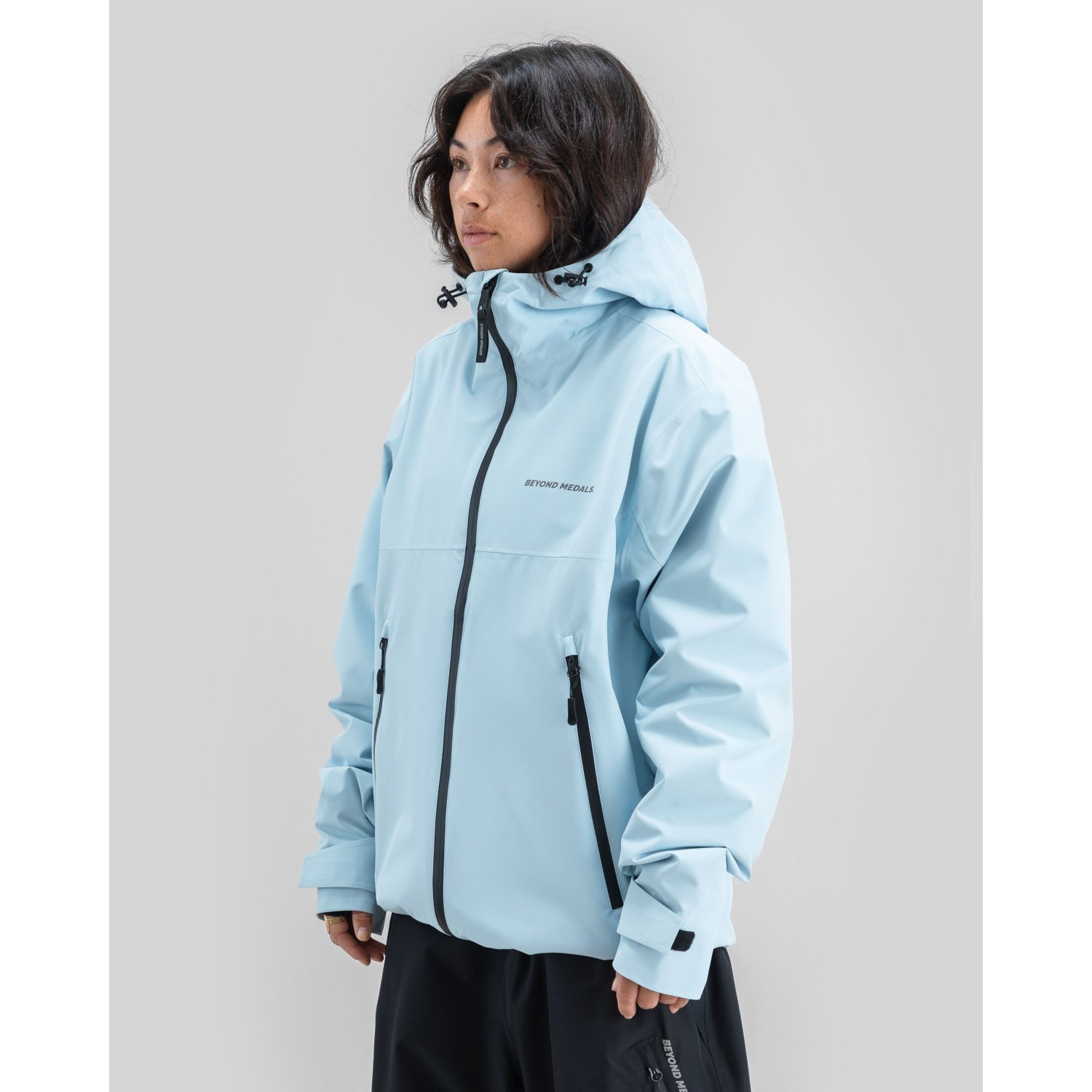 Park Jacket 2L Veste, couleur principale bleu clair, fermeture éclair sur le devant, capuche, poches latérales zippées