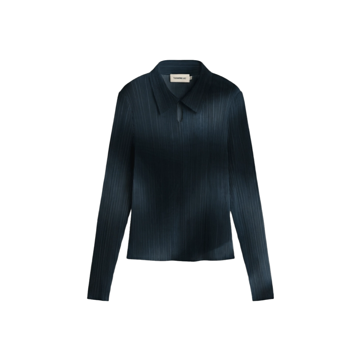 bluse, dunkelblau, strickoptik, langarm, kragen, bluse, langarm, streifen, dunkelblau, kragen