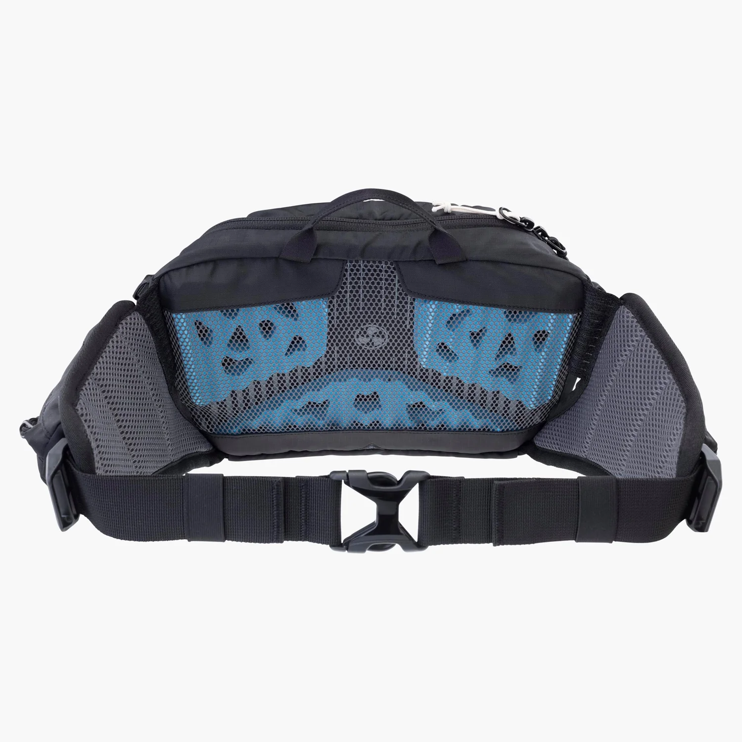 Sac banane, noir, tissu maillé, ceinture réglable, fermeture à glissière