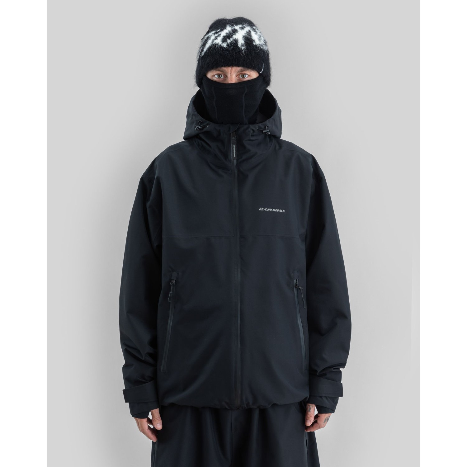 Park Jacket jacke, windbreaker, kapuze, schwarz, reißverschluss