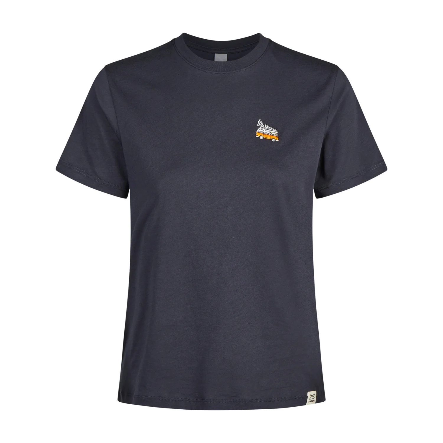 T-Shirt, Rundhalsausschnitt, Kurzarm, Dunkelblau, Bruststickerei