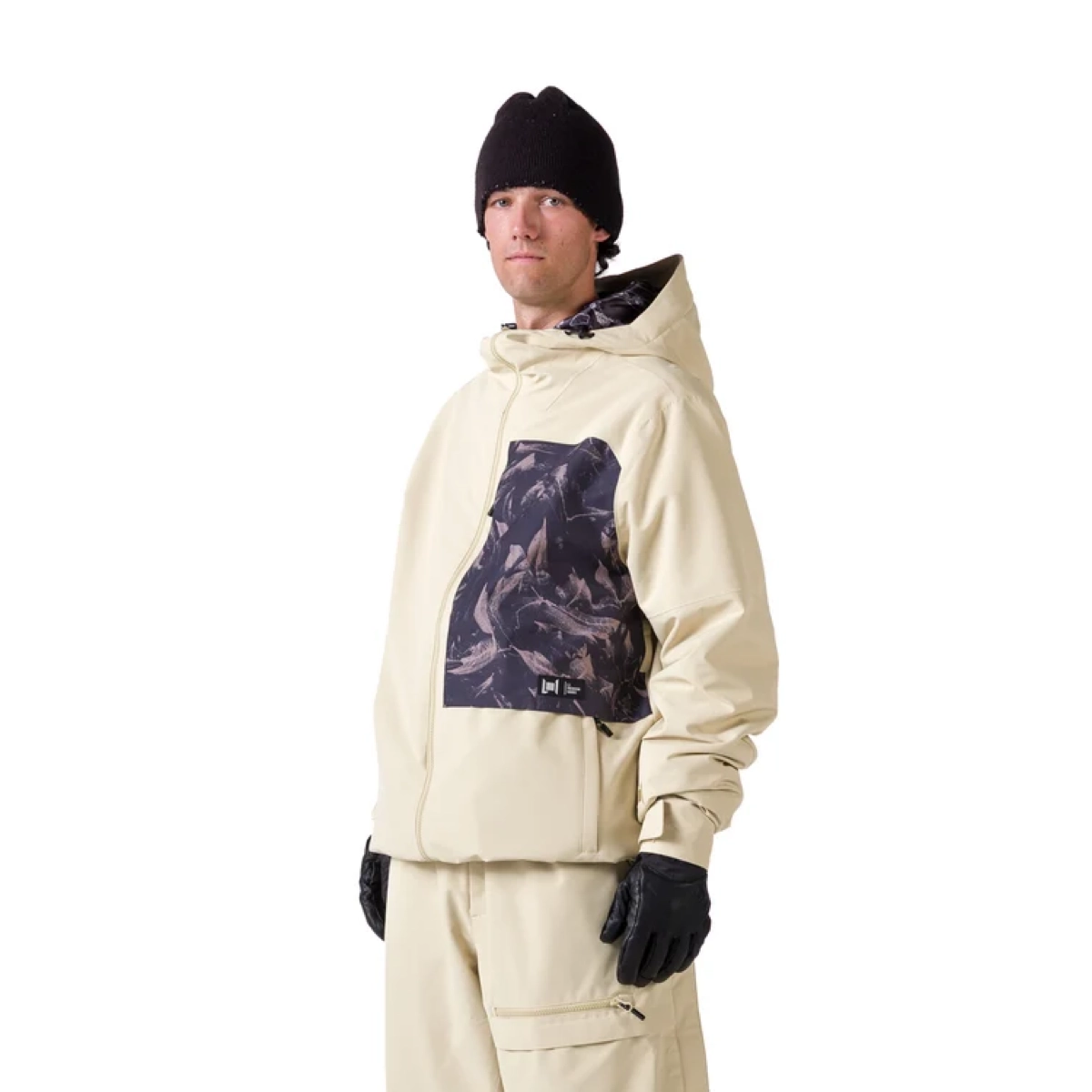 Sweat à capuche, beige, empiècement camouflage, veste à capuche, poches, sweat à capuche, veste beige, sweat à capuche, poche camouflage, vêtements d'extérieur d'hiver