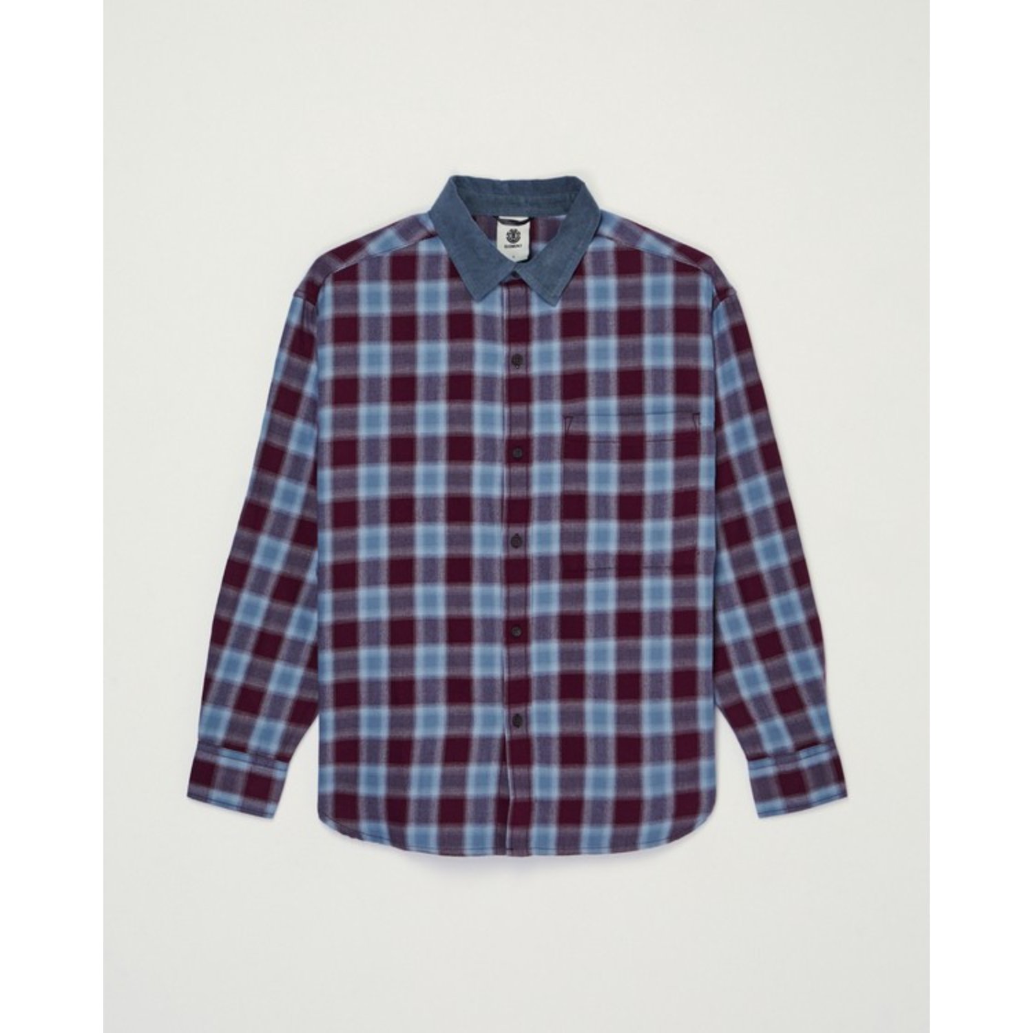 Chemise à carreaux, flanelle, violet-bleu, fermeture à boutons, col