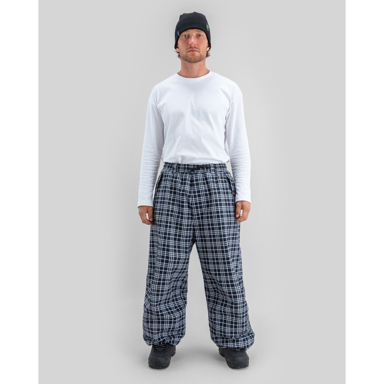 Park Pants Print 2L lose pants, Plattenhose, Kordelzug, schwarz-weiß, Mütze