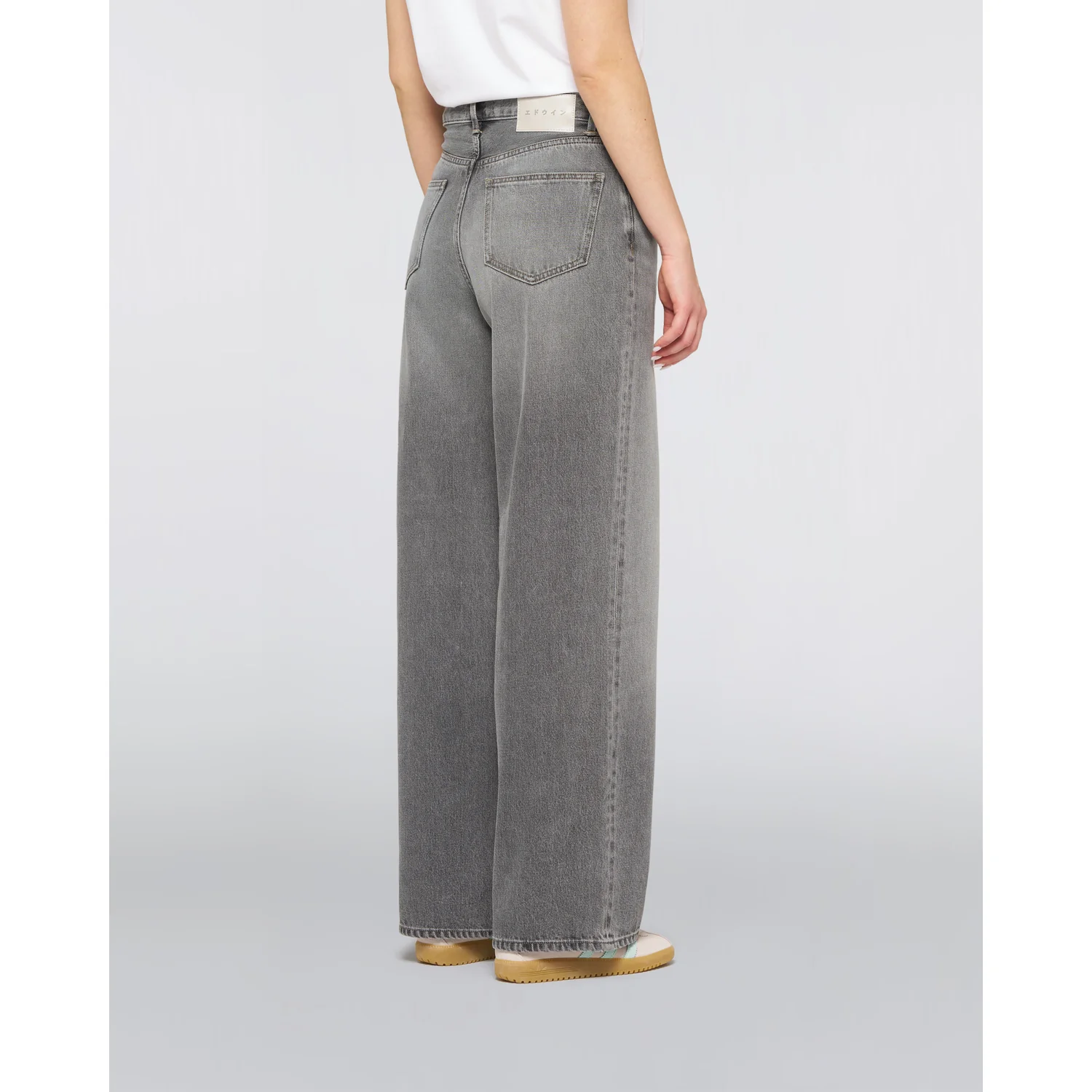 W' Olivia Pant Damenjeans, Weites Bein, Grauer Denim, Hoher Bund, Five-Pocket