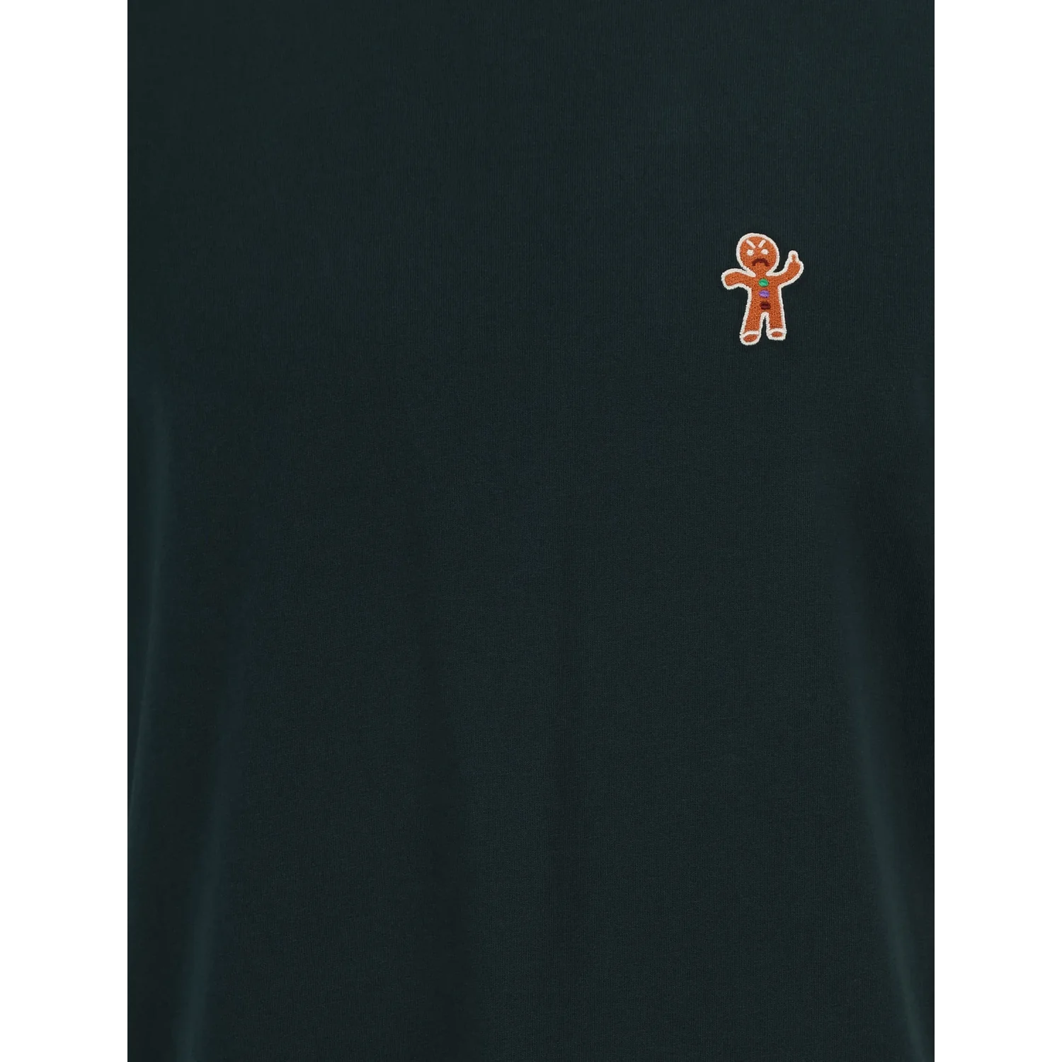 Cookieman Emb Tee Haut, vert foncé, motif « bonhomme en pain d'épices », broderie